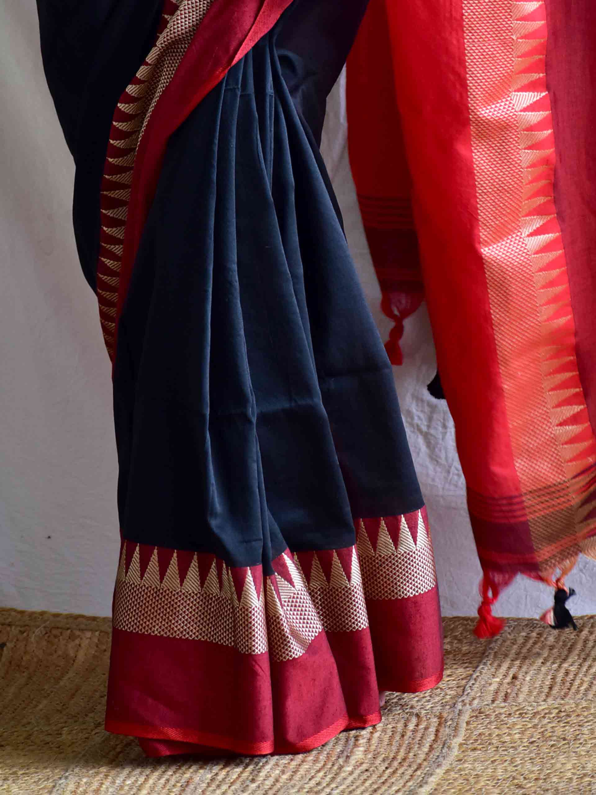 Kaali siyaah - cotton saree with woven border