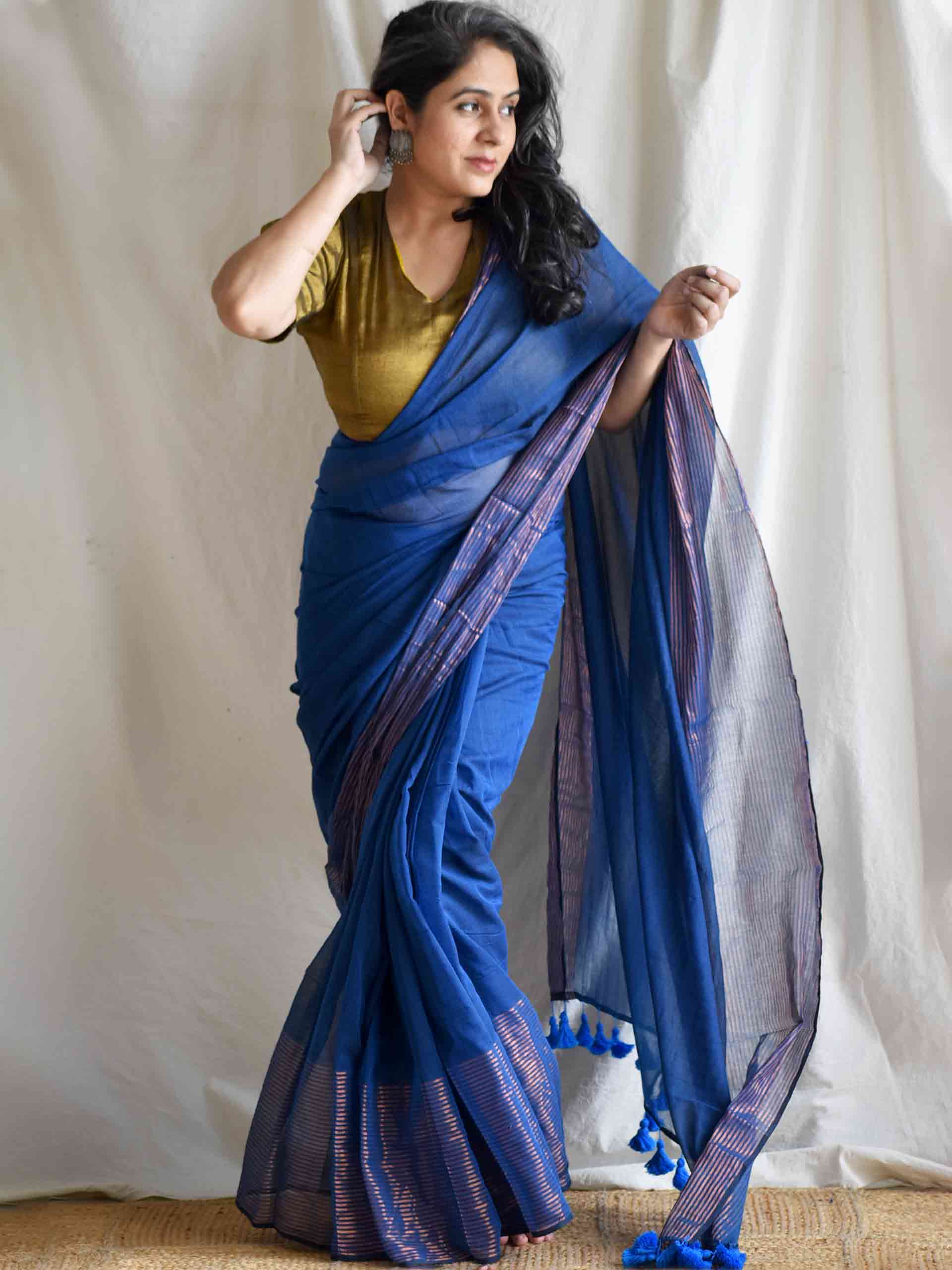 Sapphire - Mul tissue border Saree