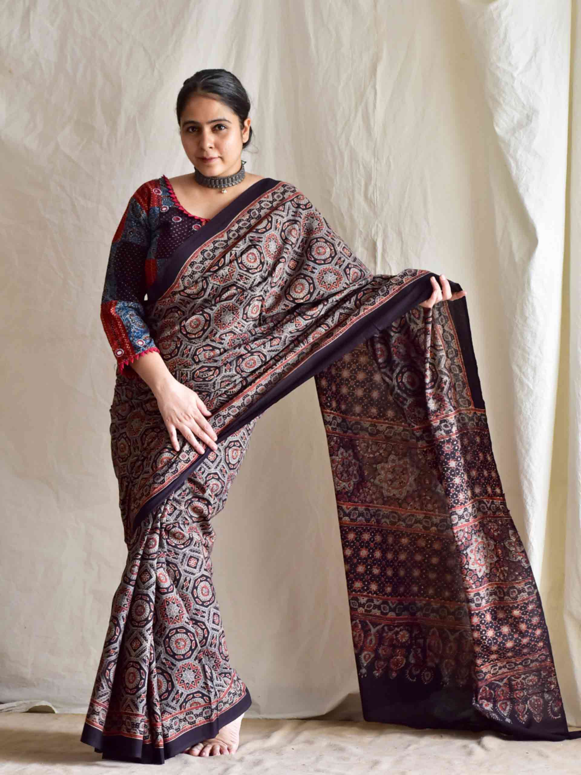 Ranjish - Ajrakh cotton silk saree