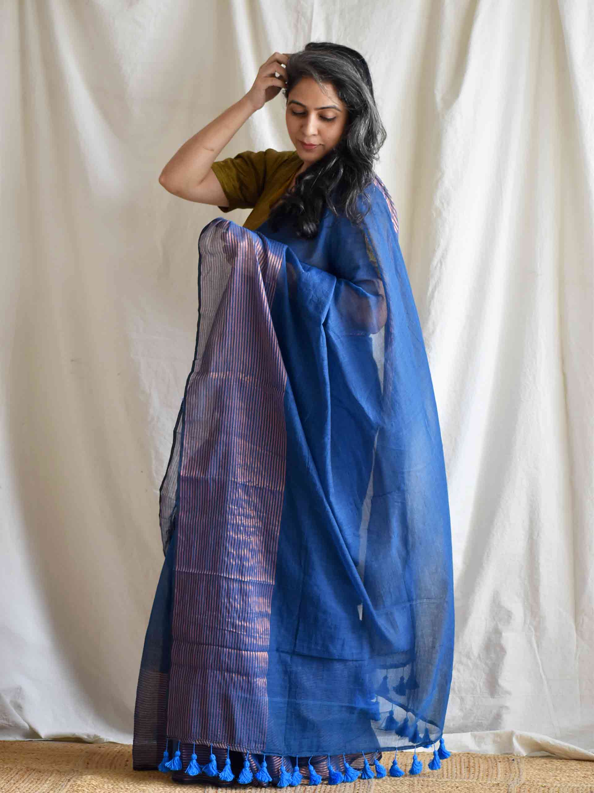 Sapphire - Mul tissue border Saree