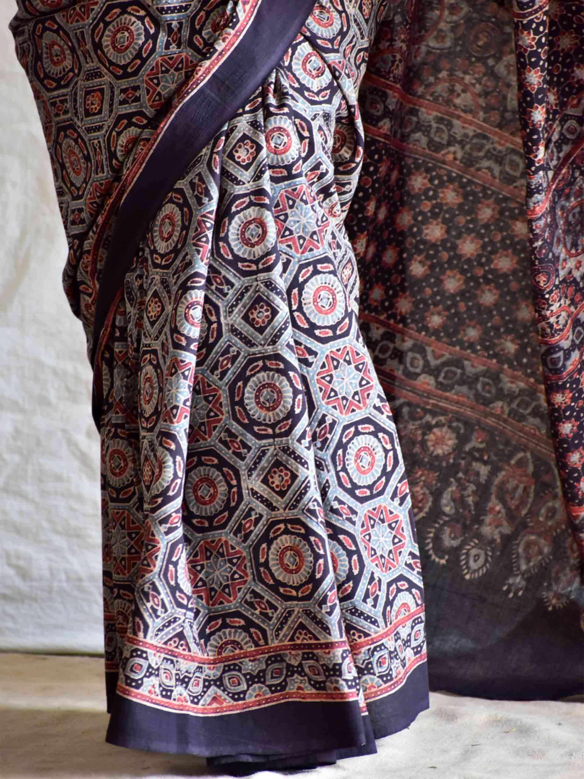Ranjish - Ajrakh cotton silk saree