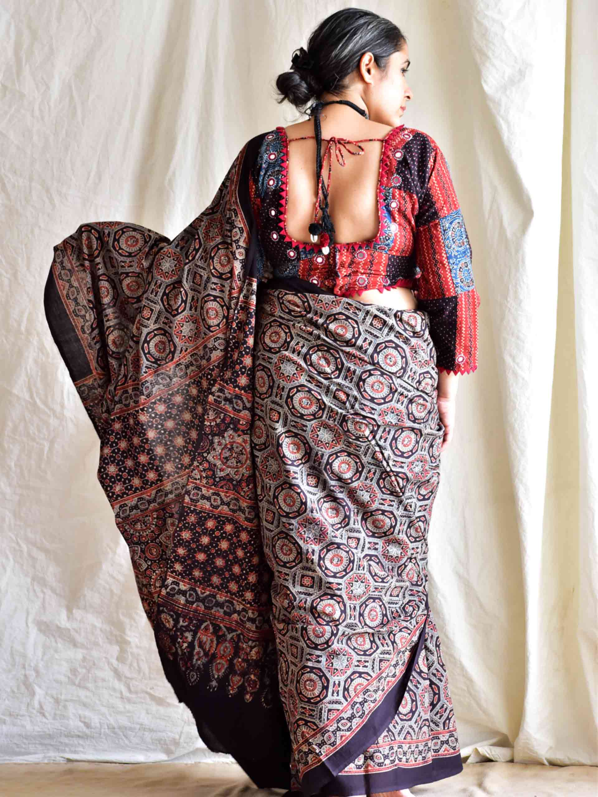 Ranjish - Ajrakh cotton silk saree