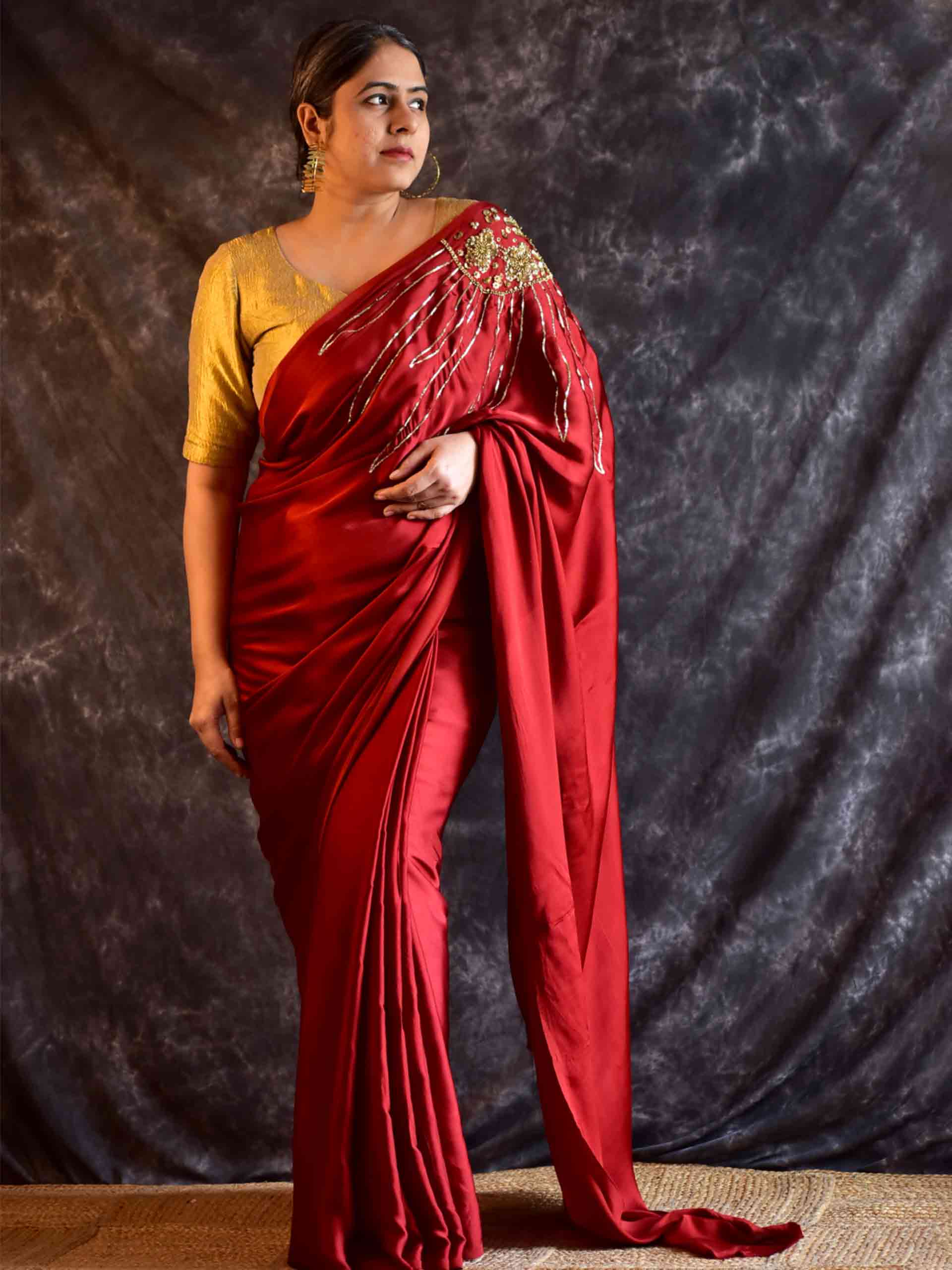 Mehjabeen - Modal silk hand embroidered Saree