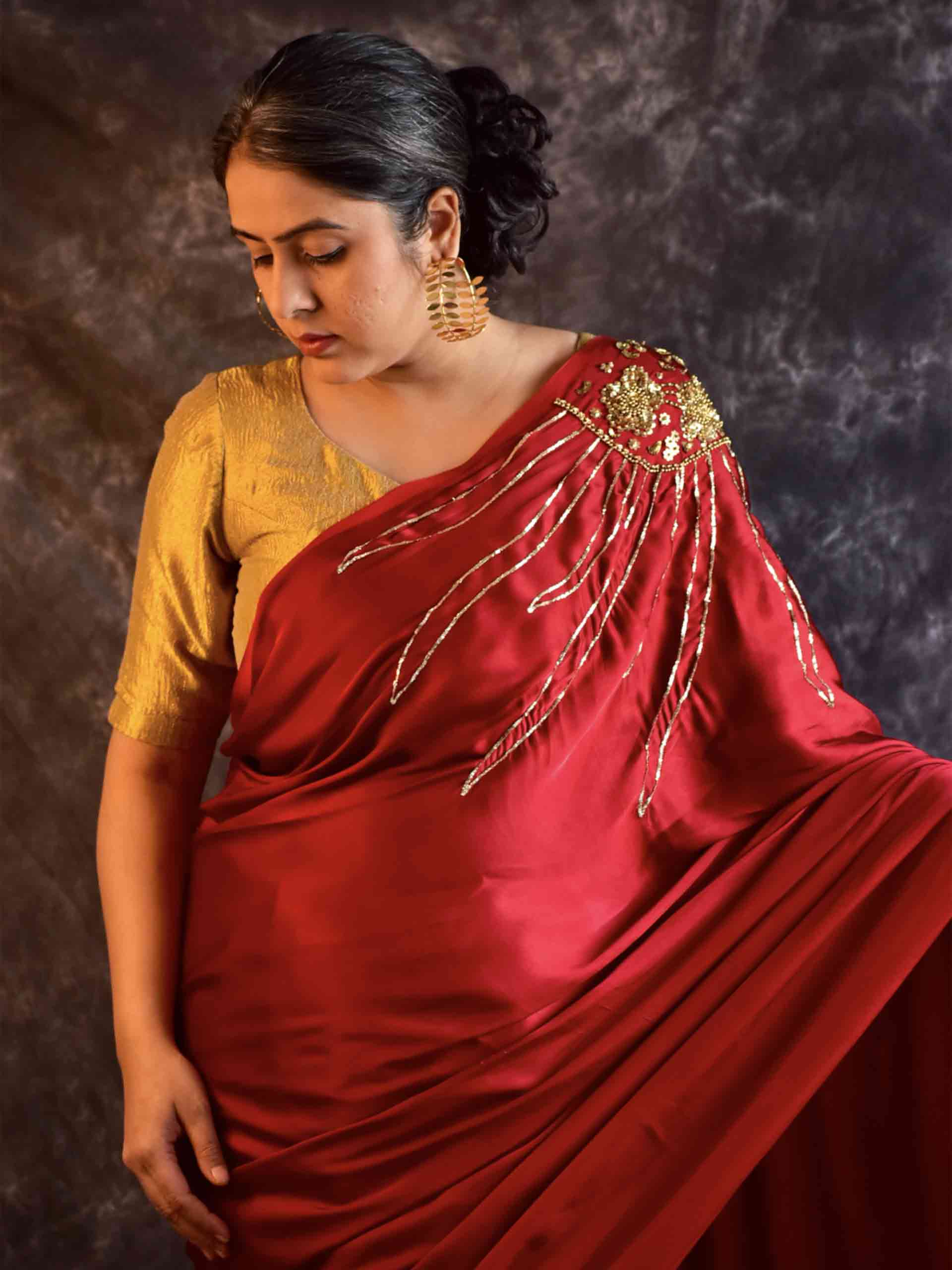 Mehjabeen - Modal silk hand embroidered Saree