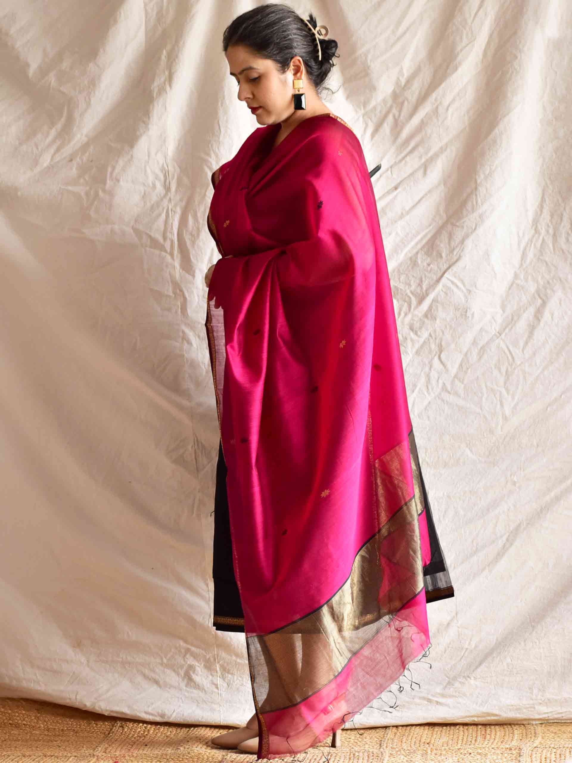 Gluaabi phool - Handloom Maheshwari silk 2 pc suit set