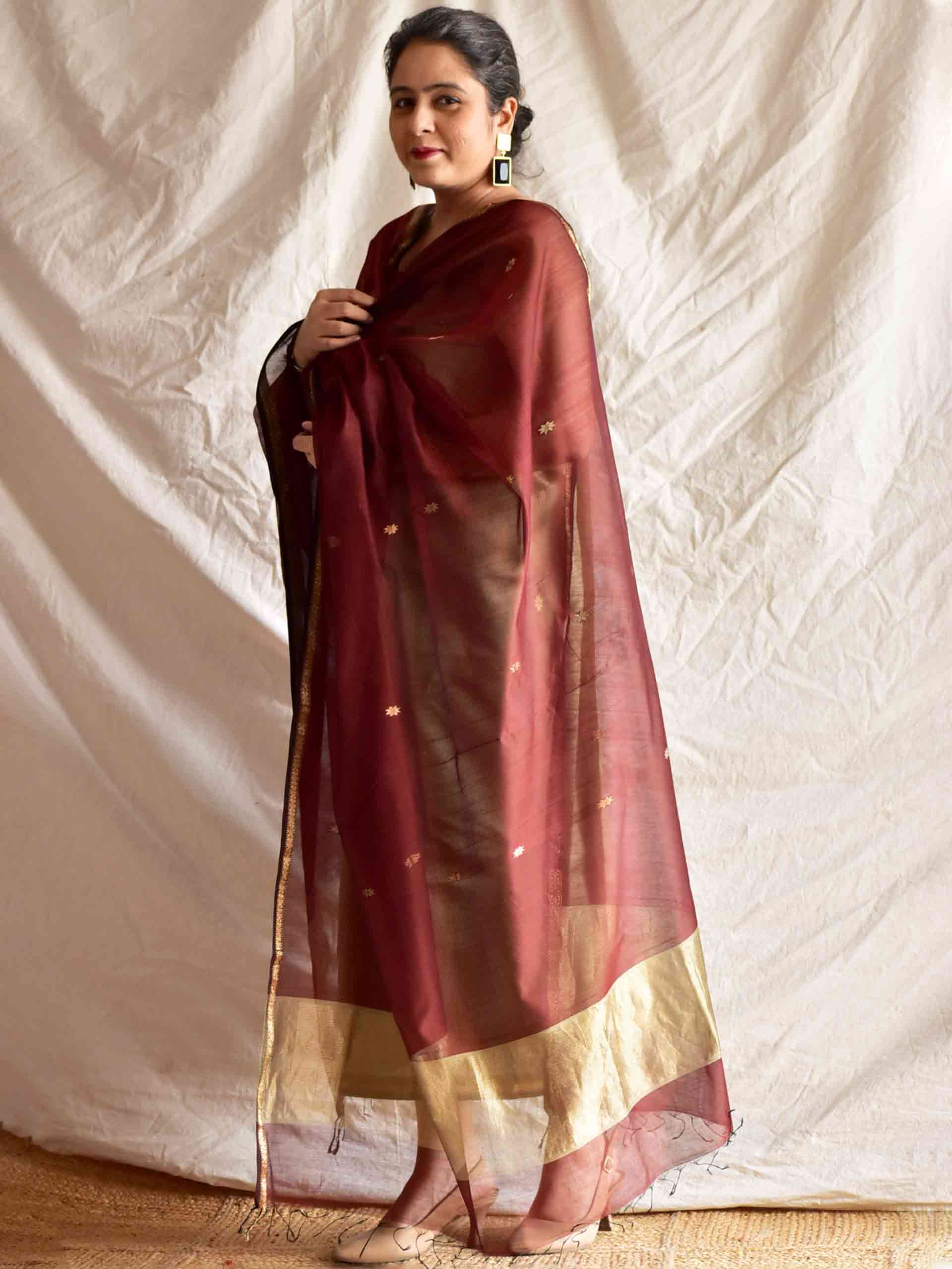 Grey mood - Handloom Maheshwari silk 2 pc suit set