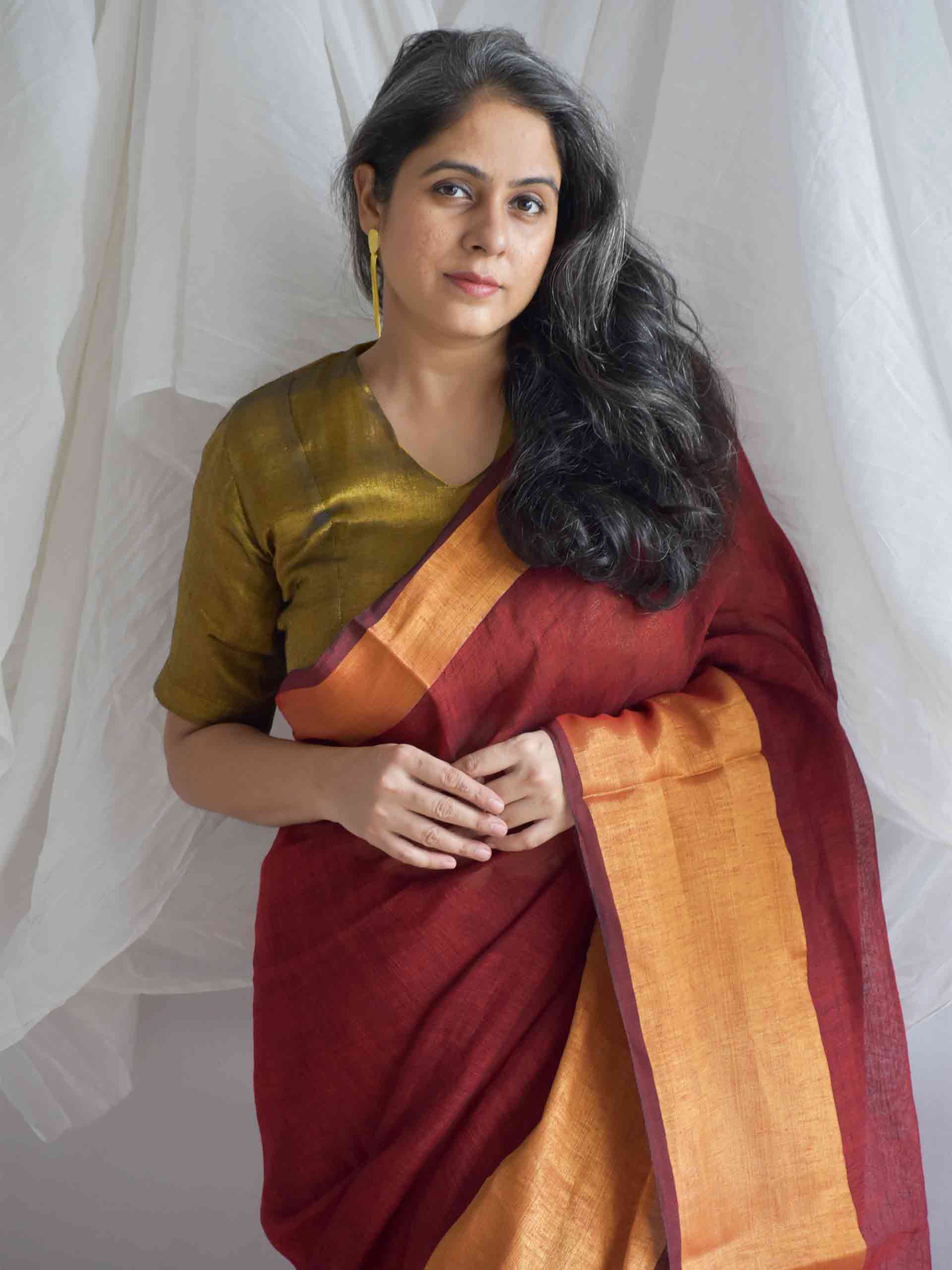 Meet ka rang - Linen zari Saree