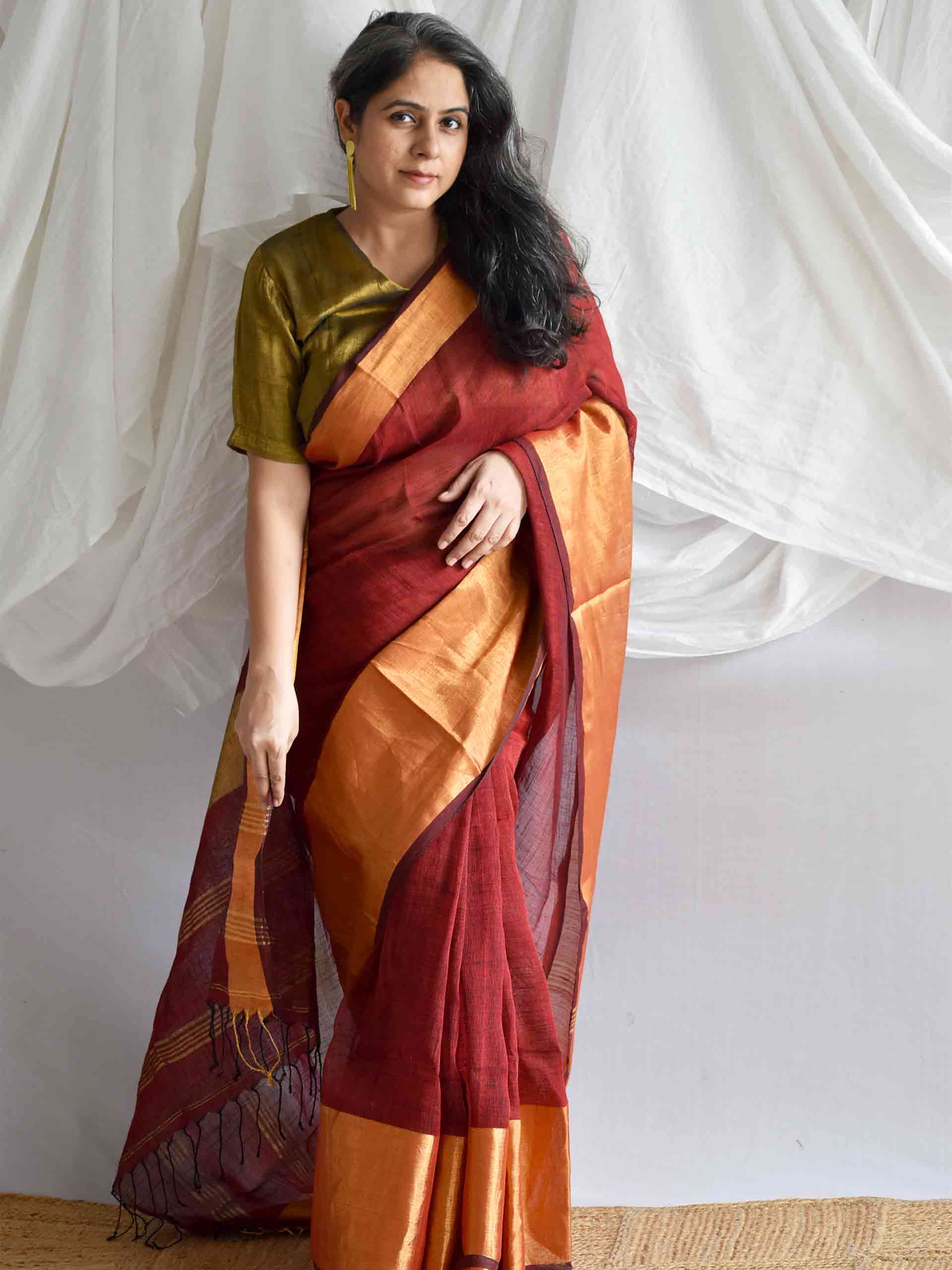 Meet ka rang - Linen zari Saree