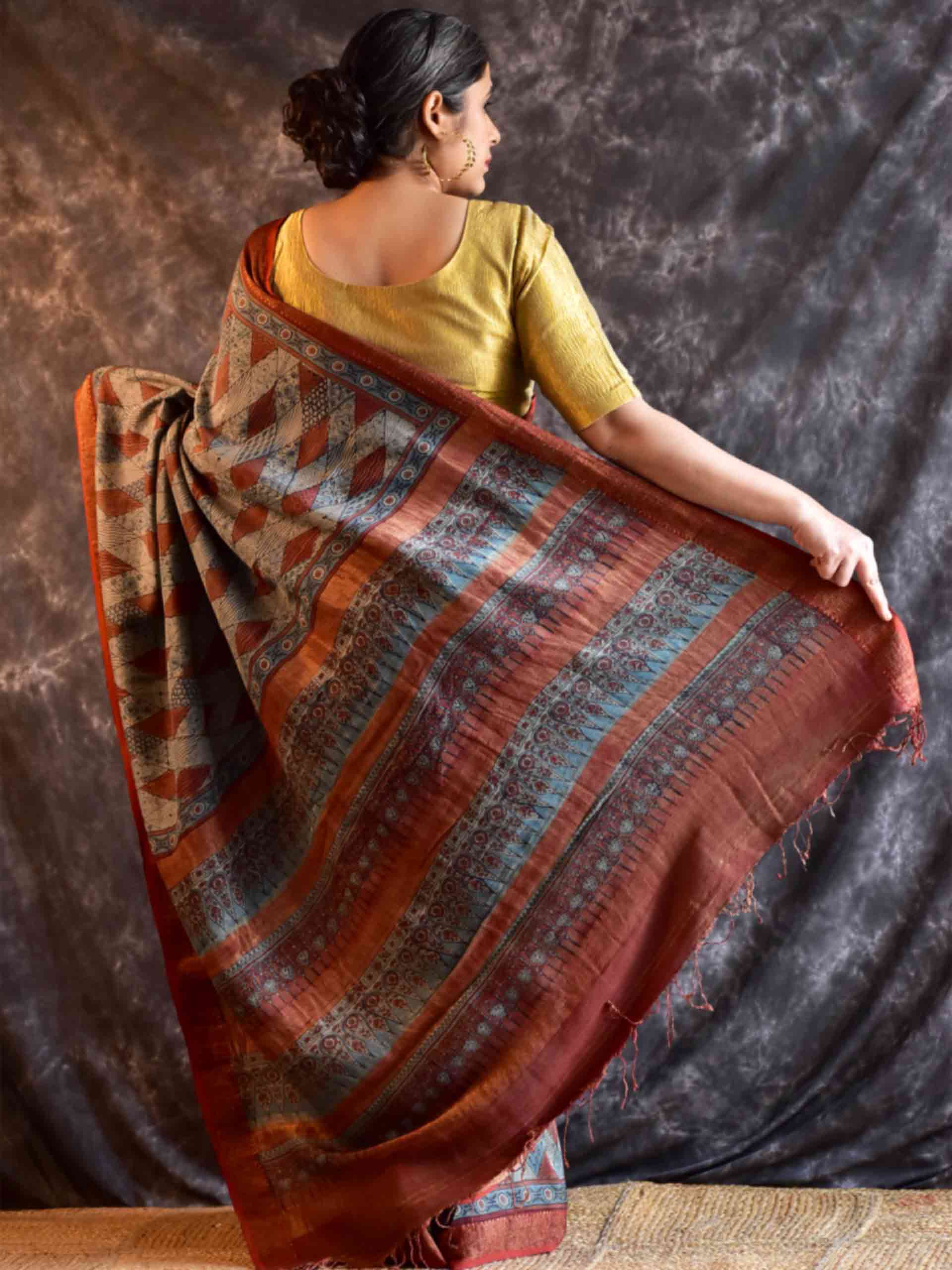 Zehra Ajrakh hand block printed Handloom Modal saree