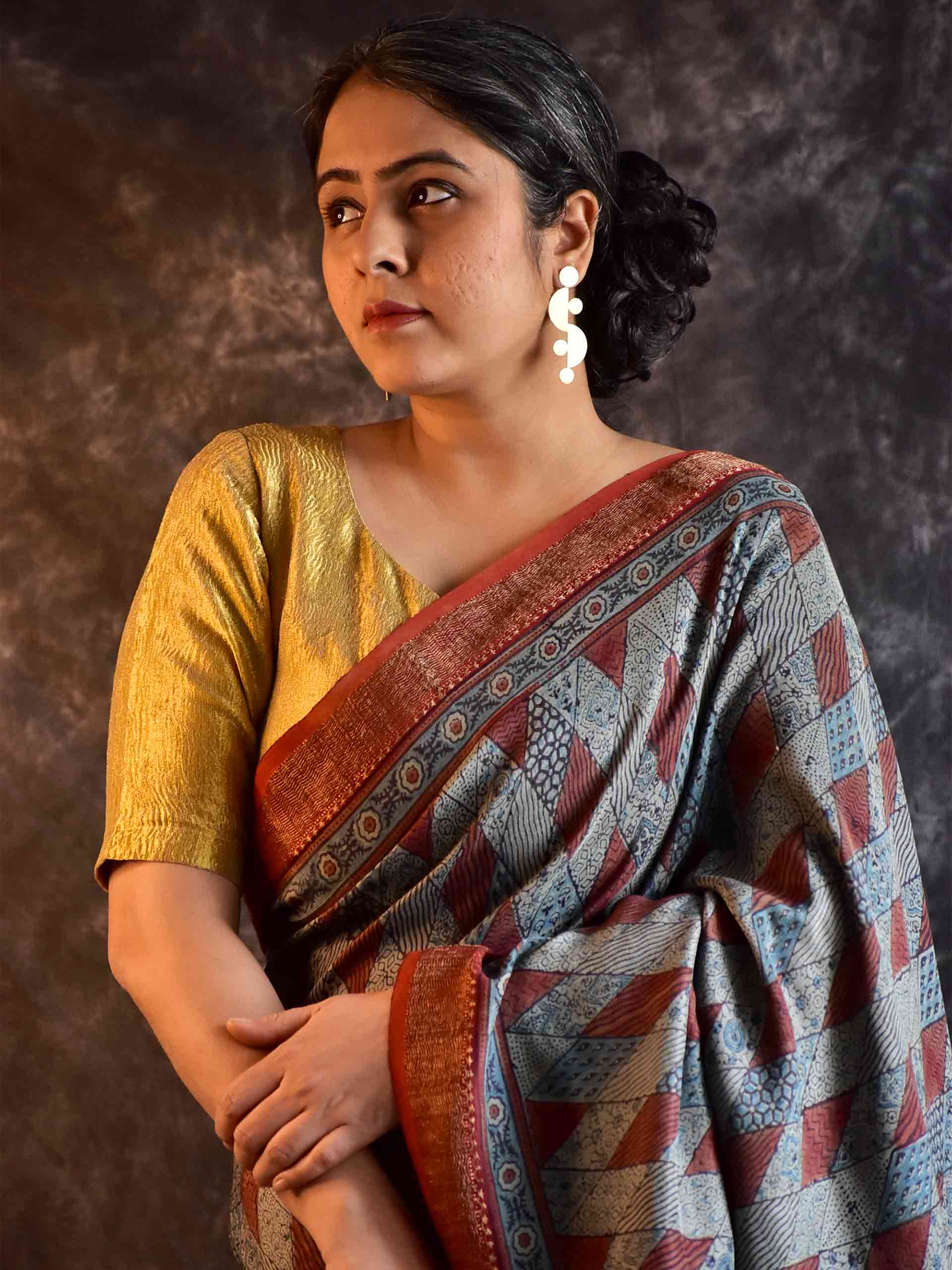 Zehra Ajrakh hand block printed Handloom Modal saree