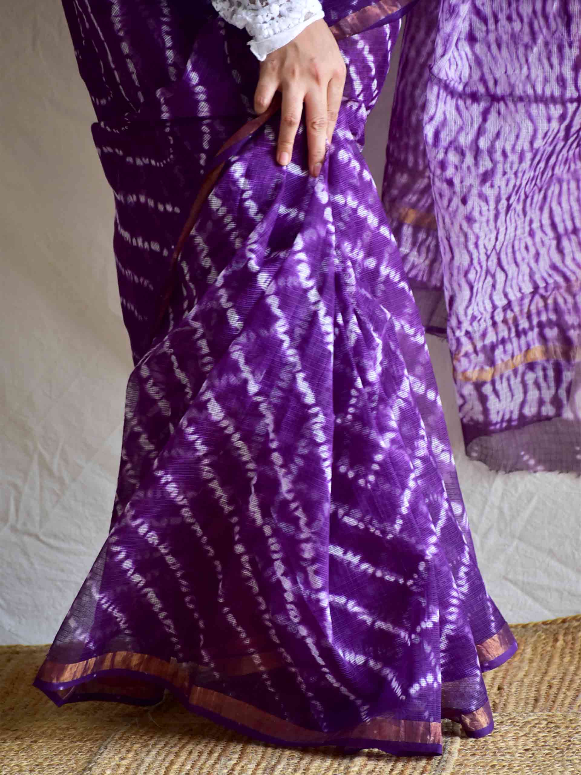 Lavender love - Dabu Kota Doria Saree