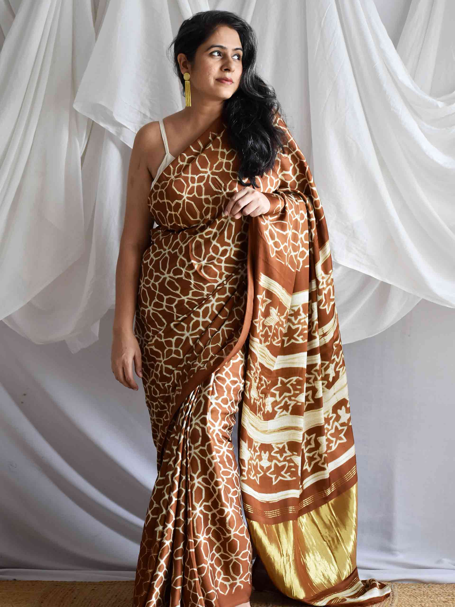 Choco la - Shibori Modal silk saree