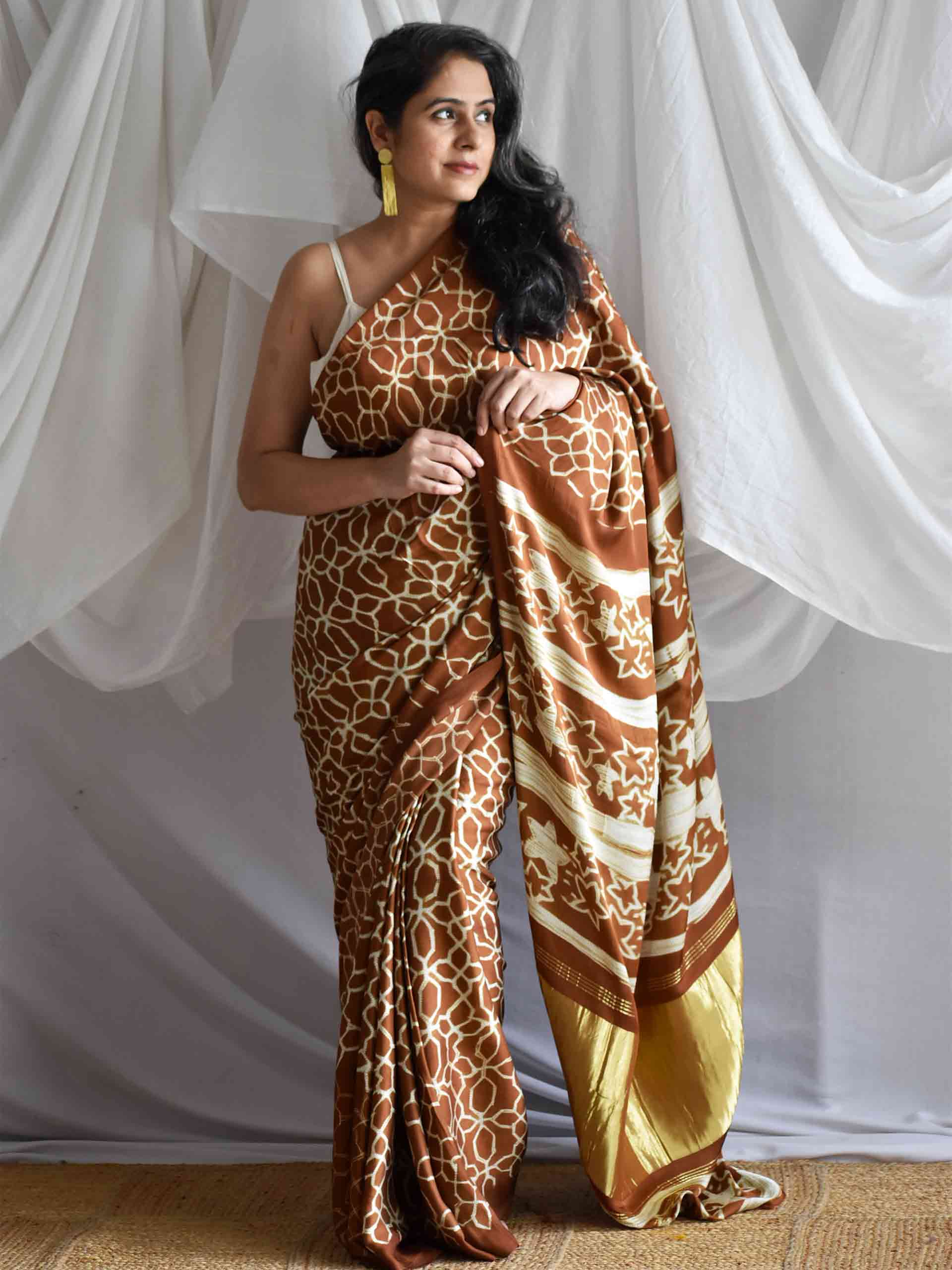 Choco la - Shibori Modal silk saree