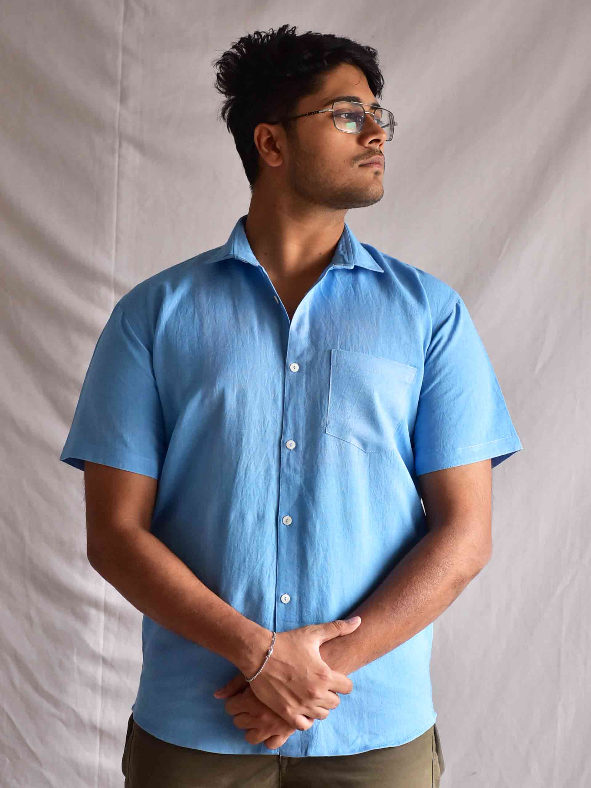 Bluish - Solid Linen shirt