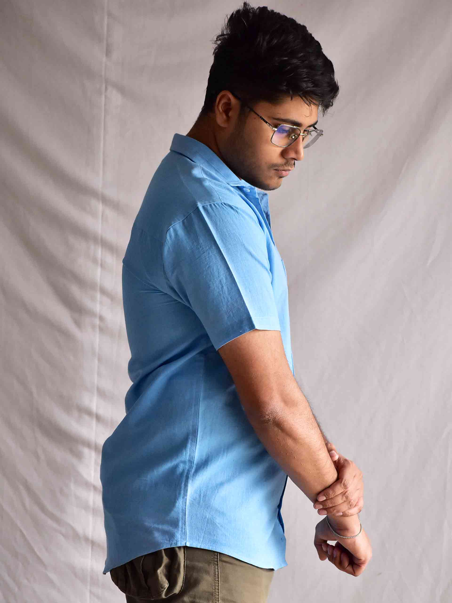 Bluish - Solid Linen shirt