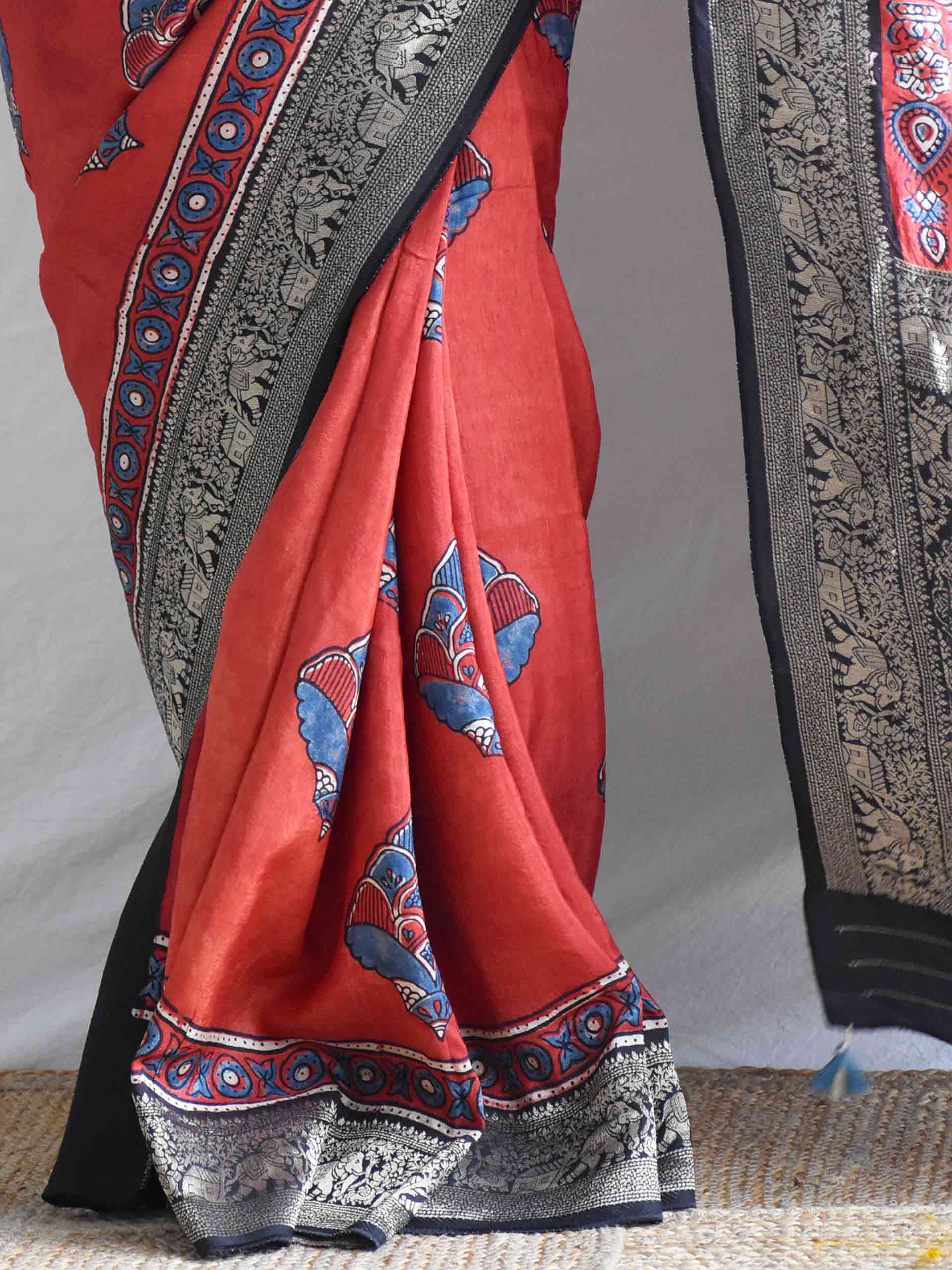 Anaar - Ajrakh  Dola silk zari pallu saree