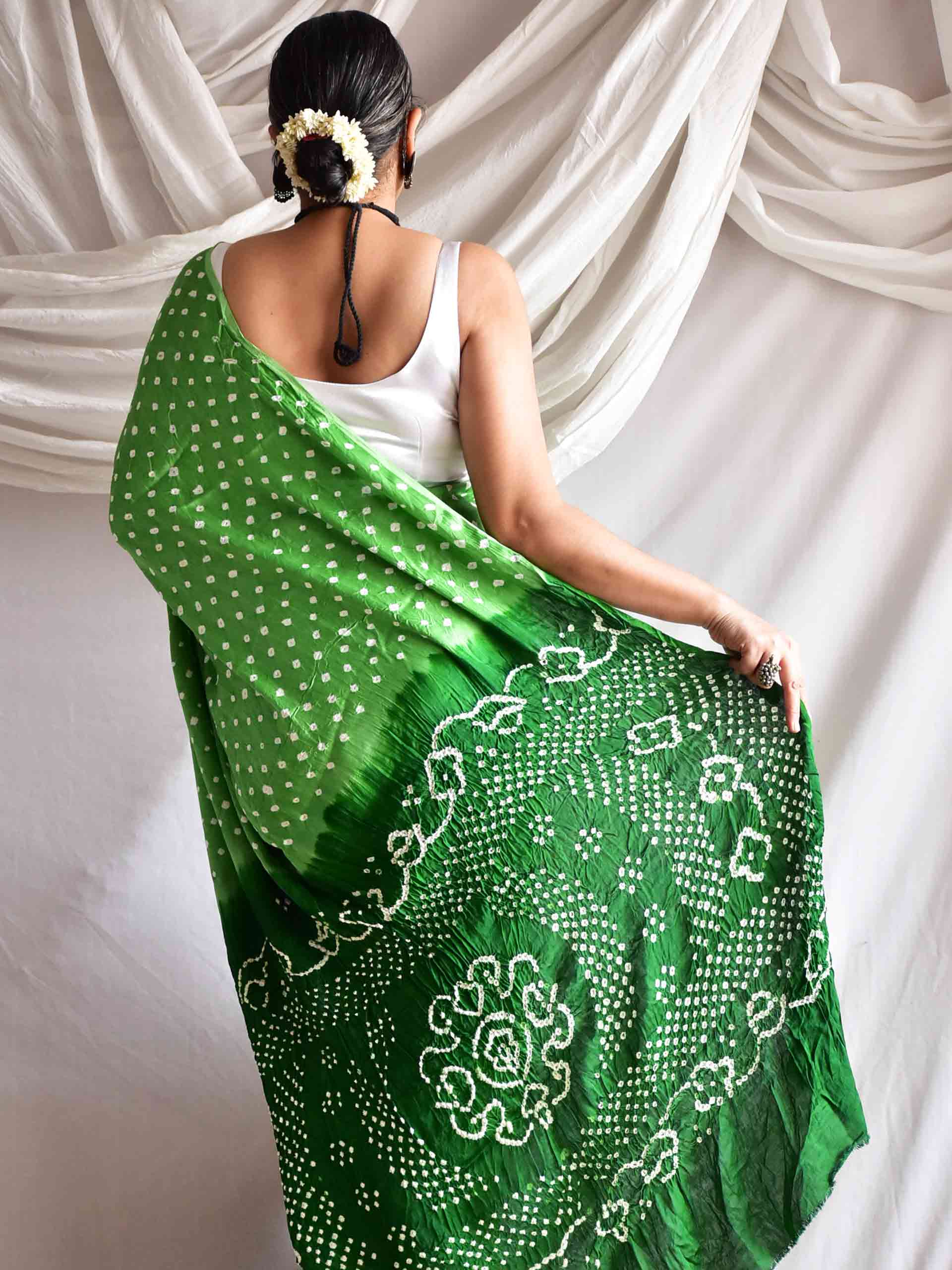 Forest Essential - Modal silk Bandhani saree