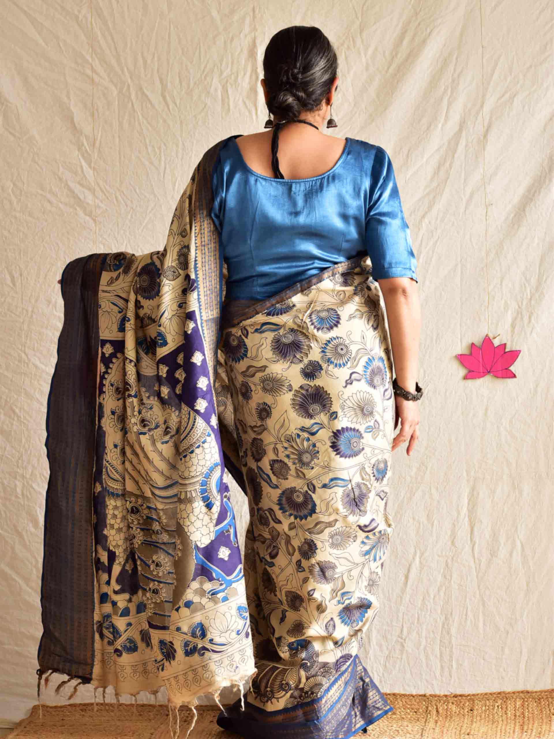 Morni - kalamkari printed Bangalore Silk zari saree