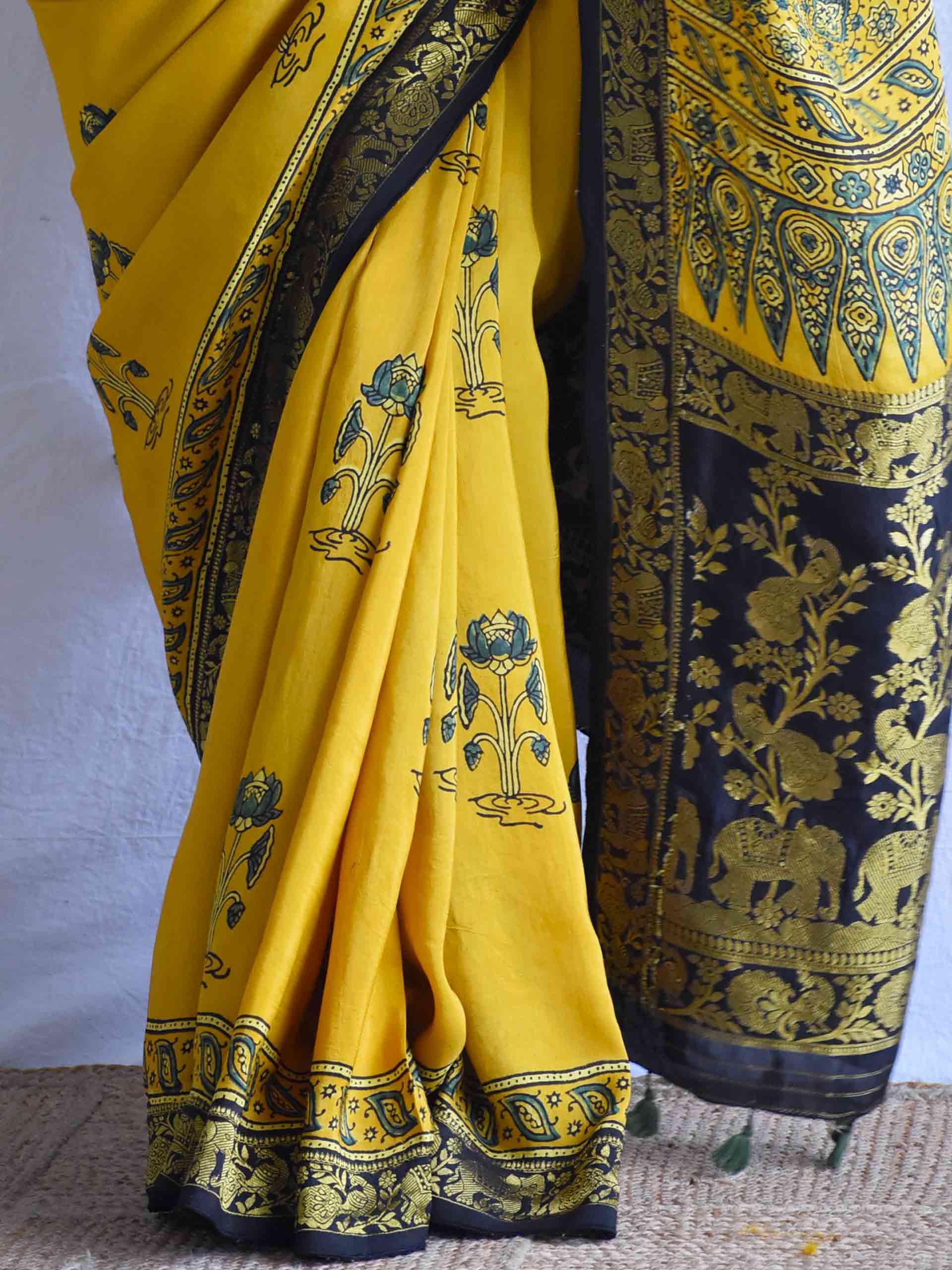 Meera - Ajrakh  Dola silk zari pallu saree