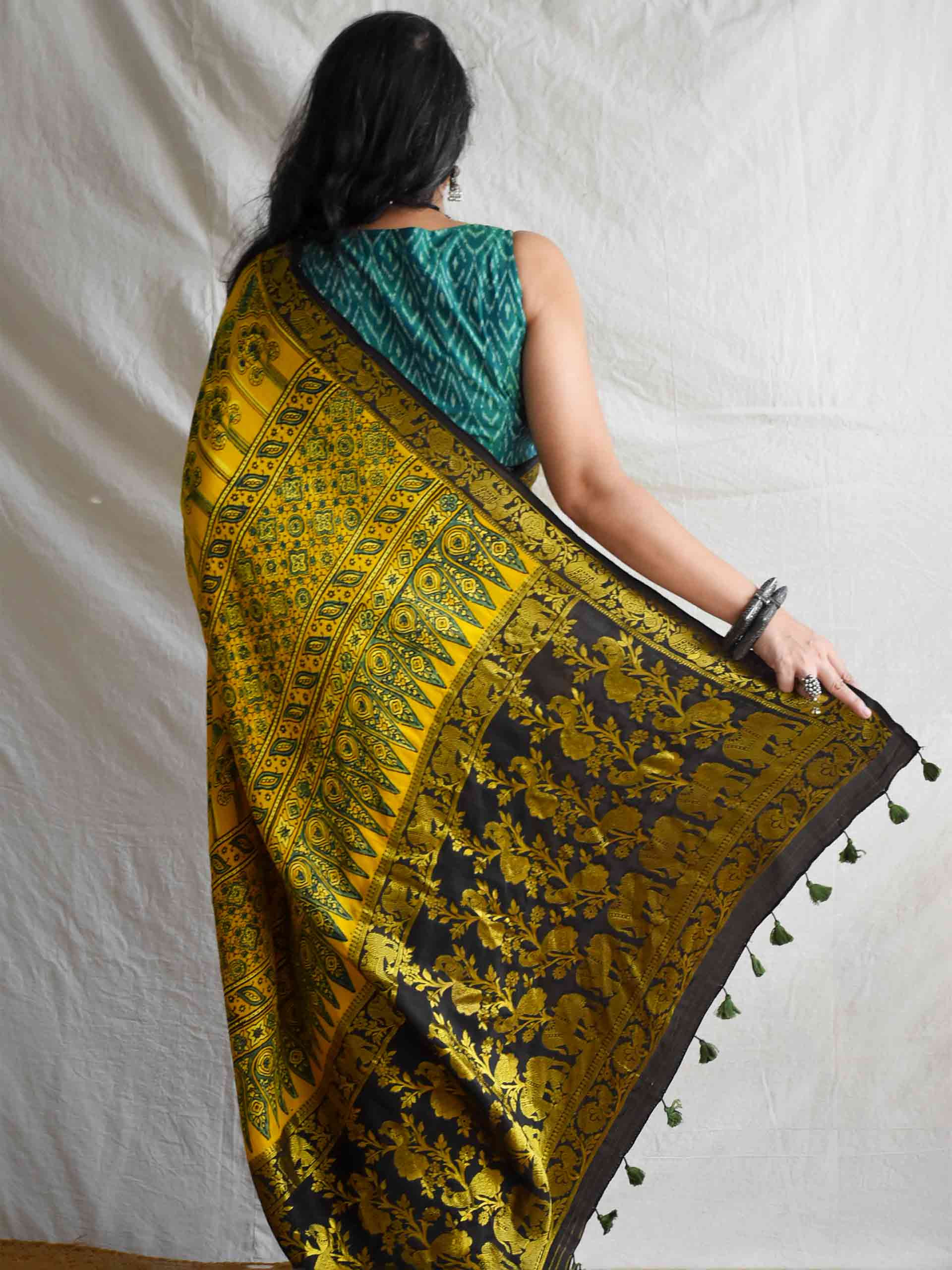 Meera - Ajrakh  Dola silk zari pallu saree
