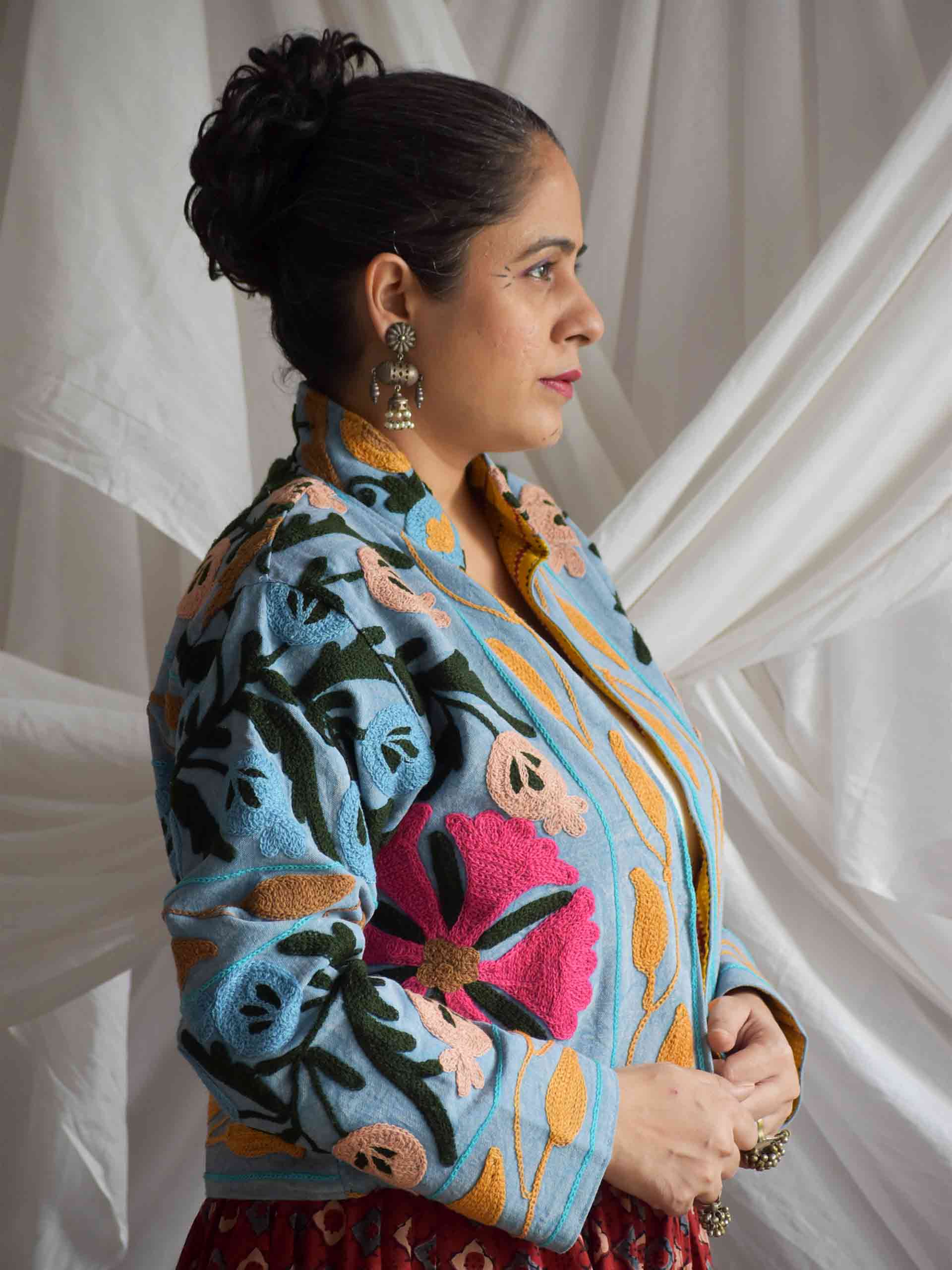 Diva - hand embroidered patchwork Reversible jacket
