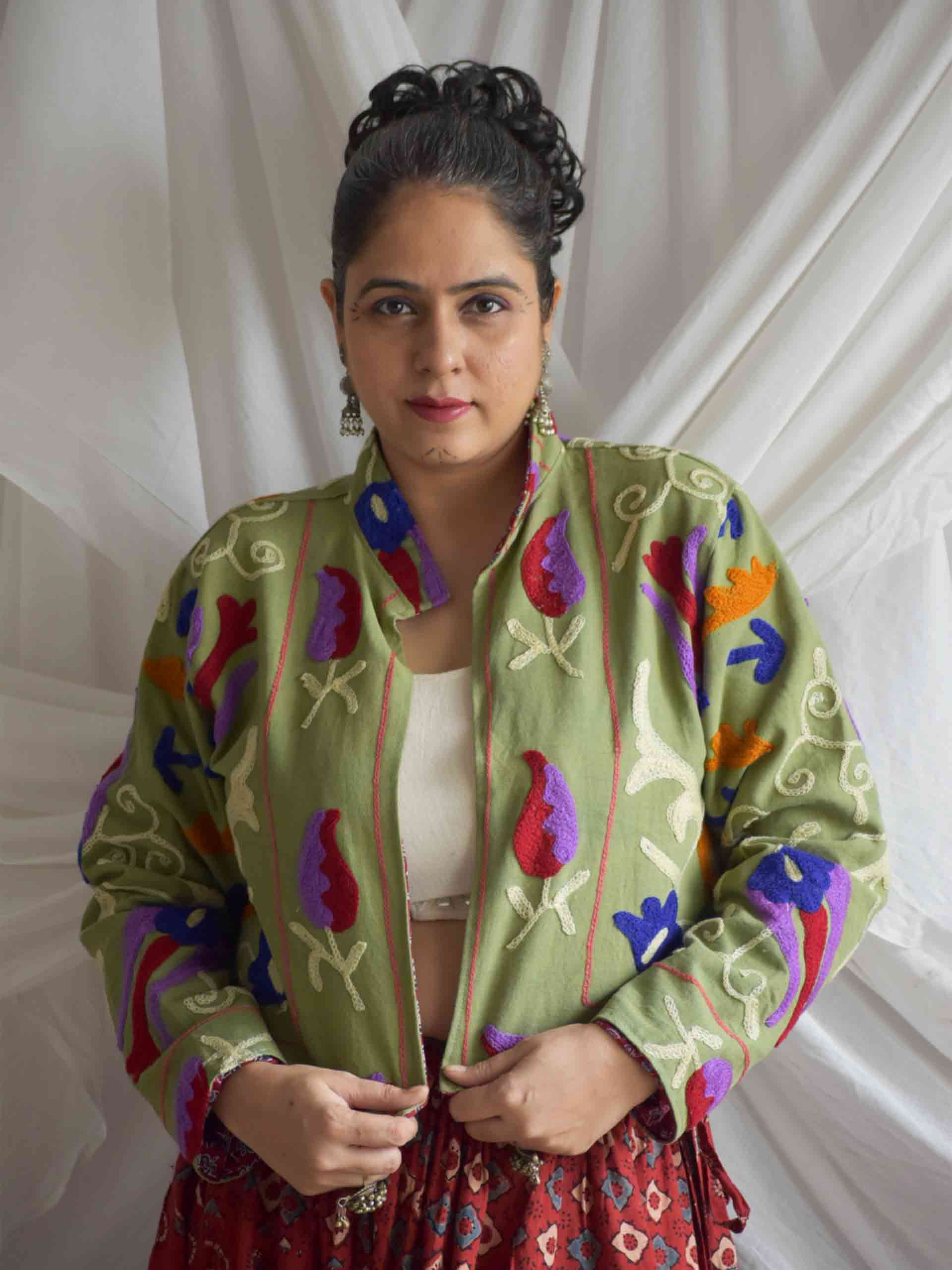 Nakhrili  - hand embroidered patchwork Reversible jacket