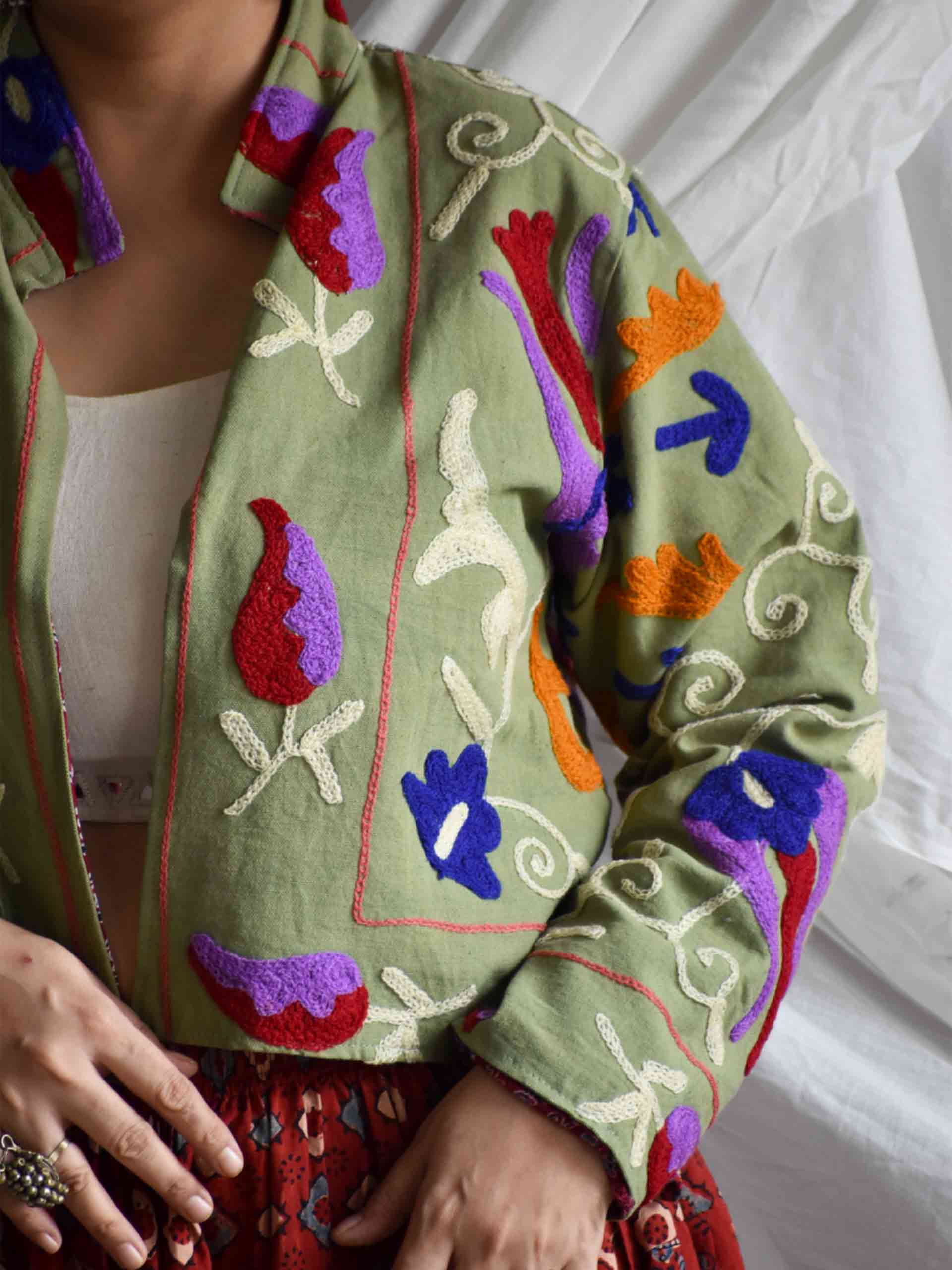 Nakhrili  - hand embroidered patchwork Reversible jacket