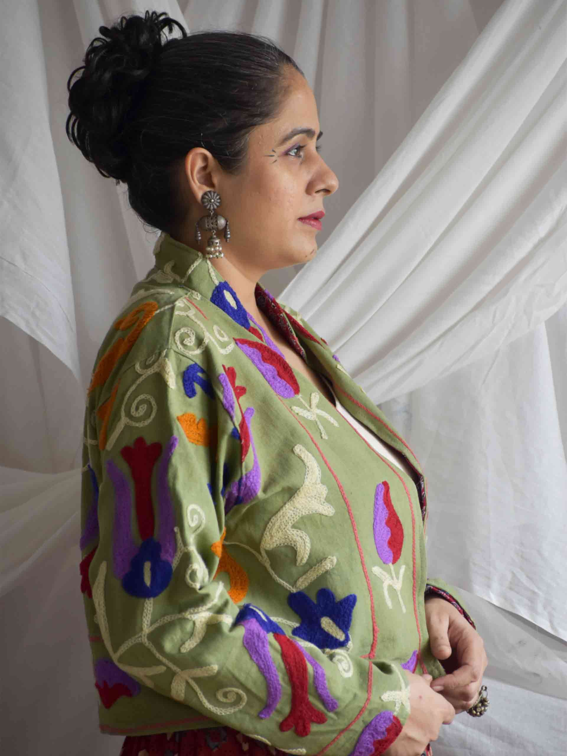 Nakhrili  - hand embroidered patchwork Reversible jacket
