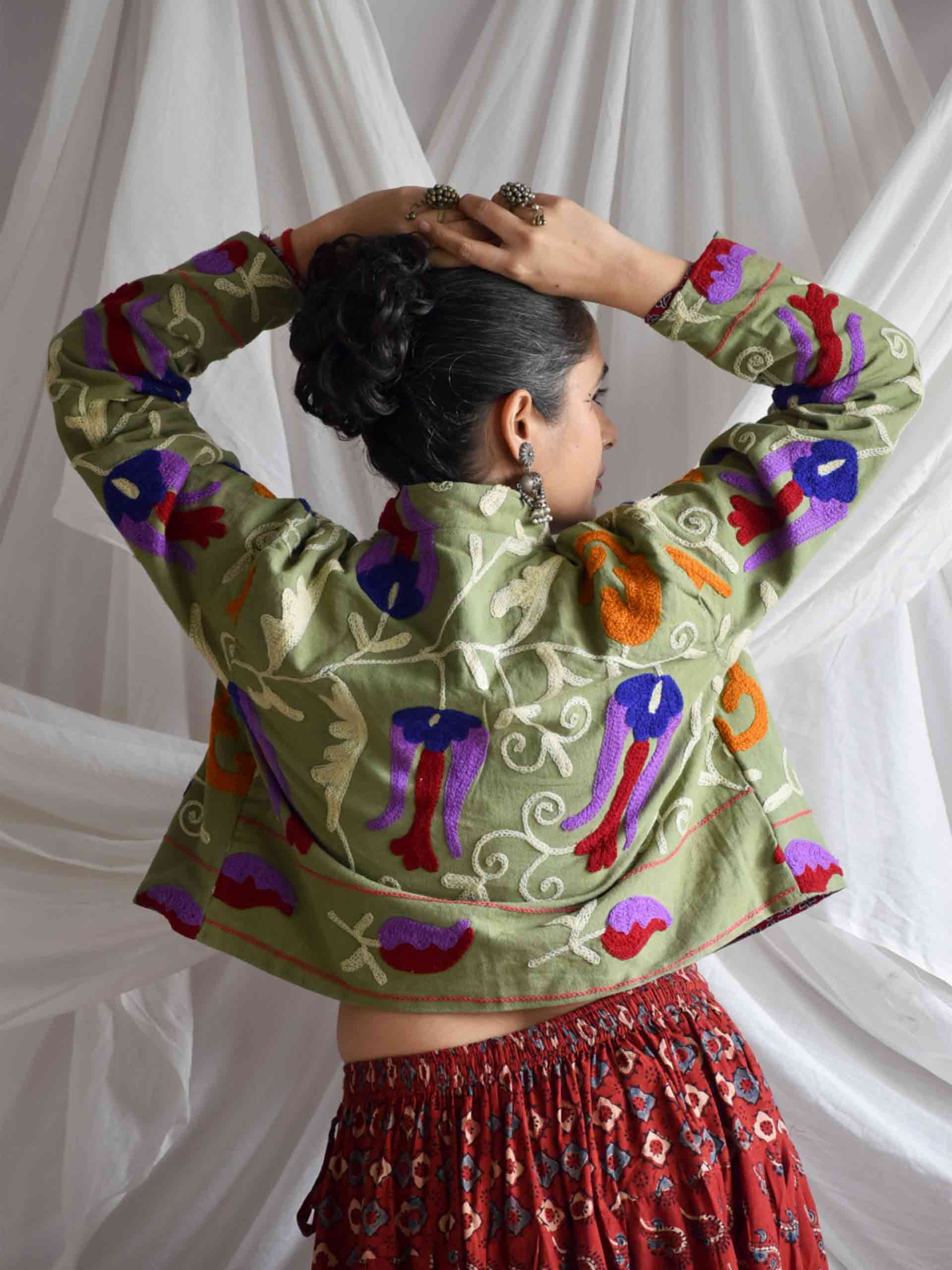 Nakhrili  - hand embroidered patchwork Reversible jacket