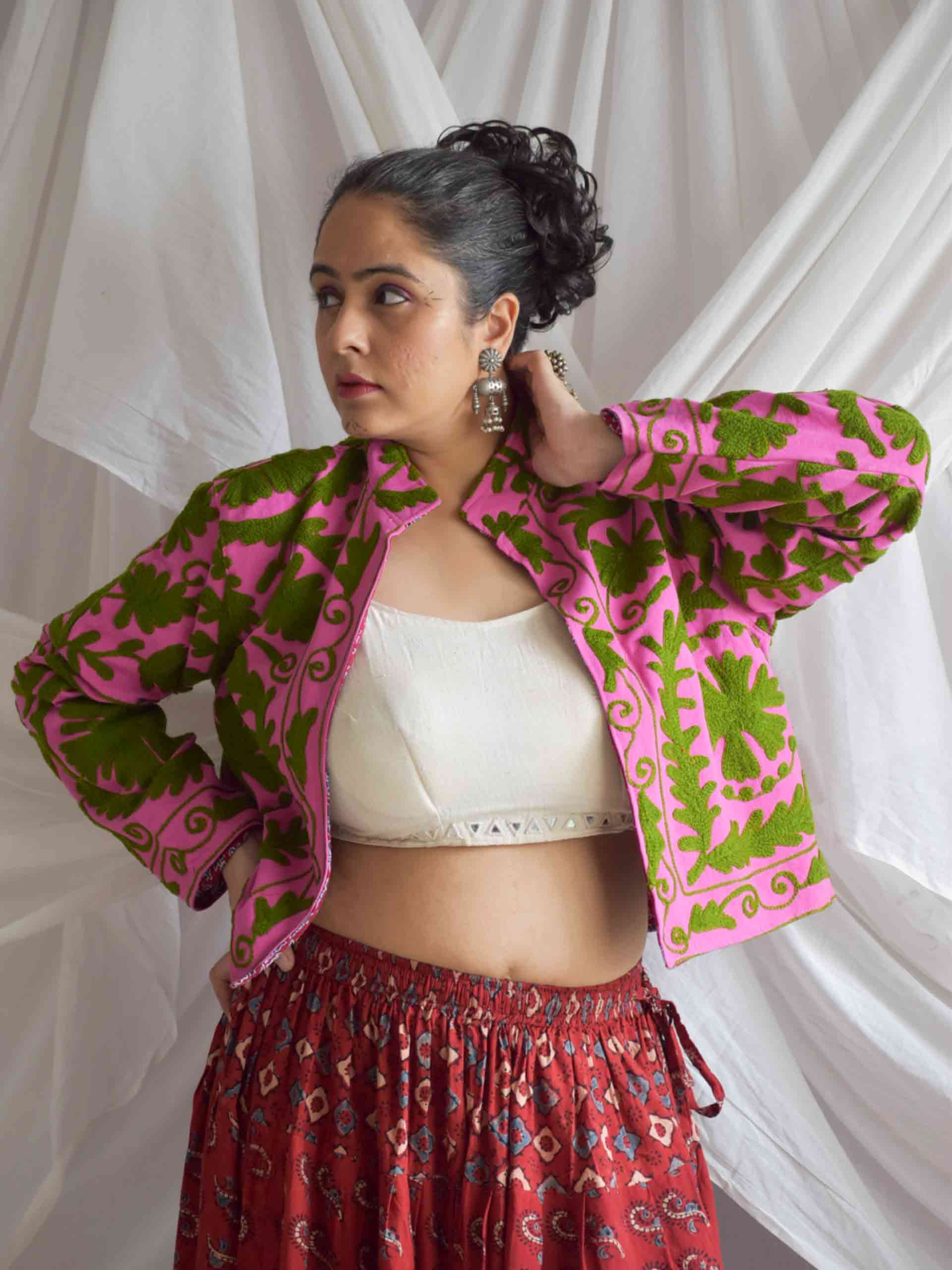 Mayna - hand embroidered patchwork Reversible jacket