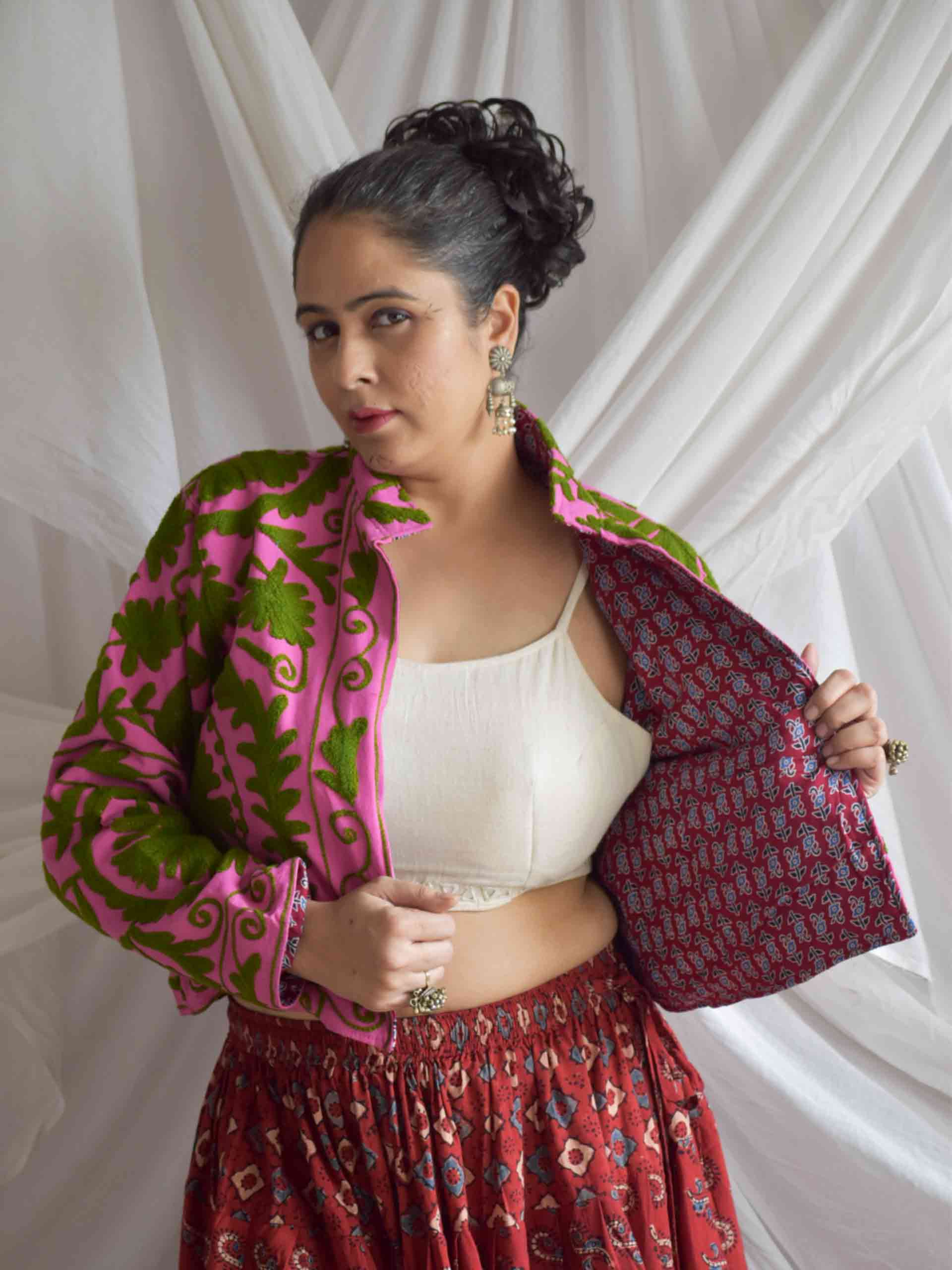 Mayna - hand embroidered patchwork Reversible jacket