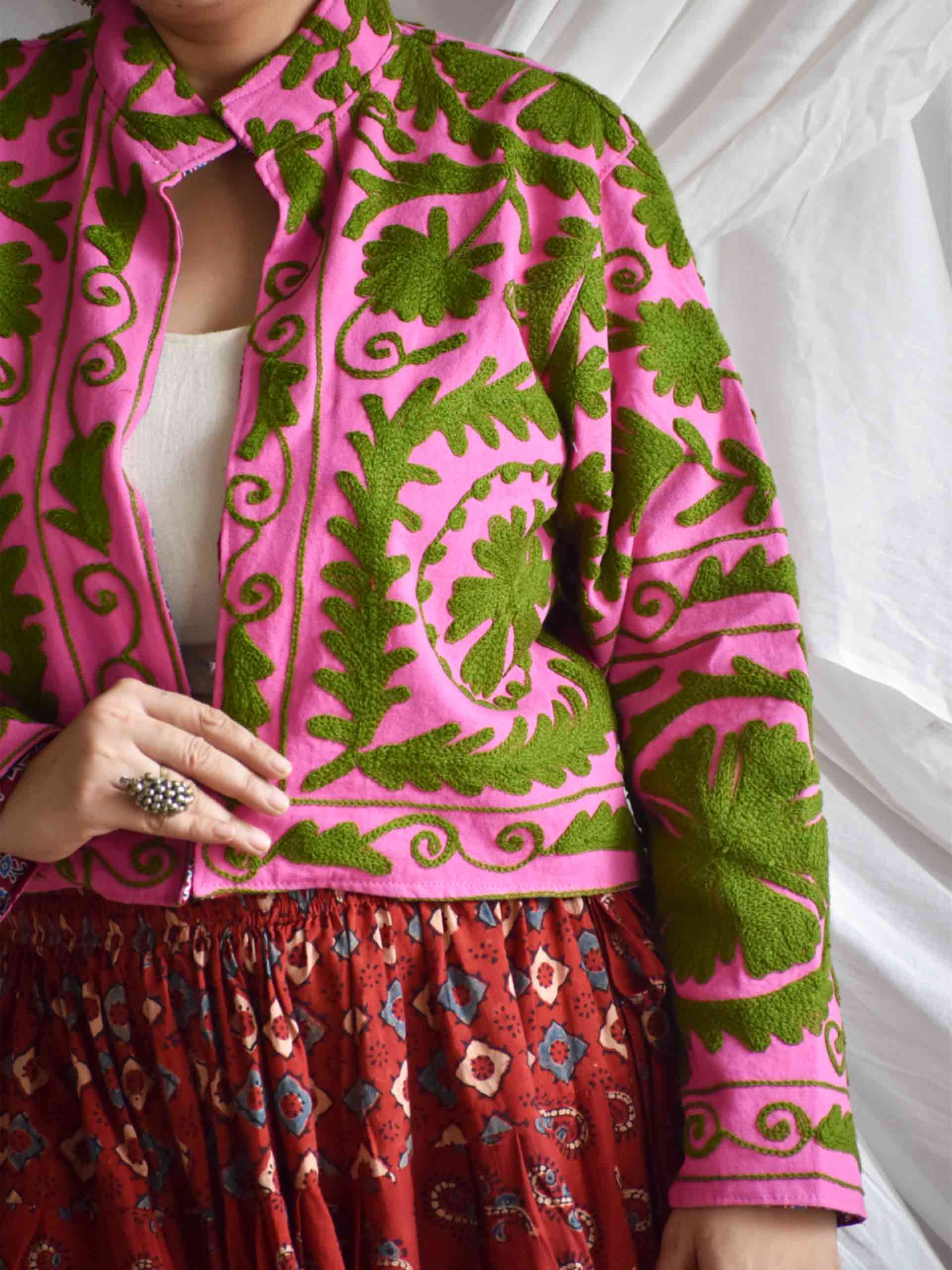 Mayna - hand embroidered patchwork Reversible jacket