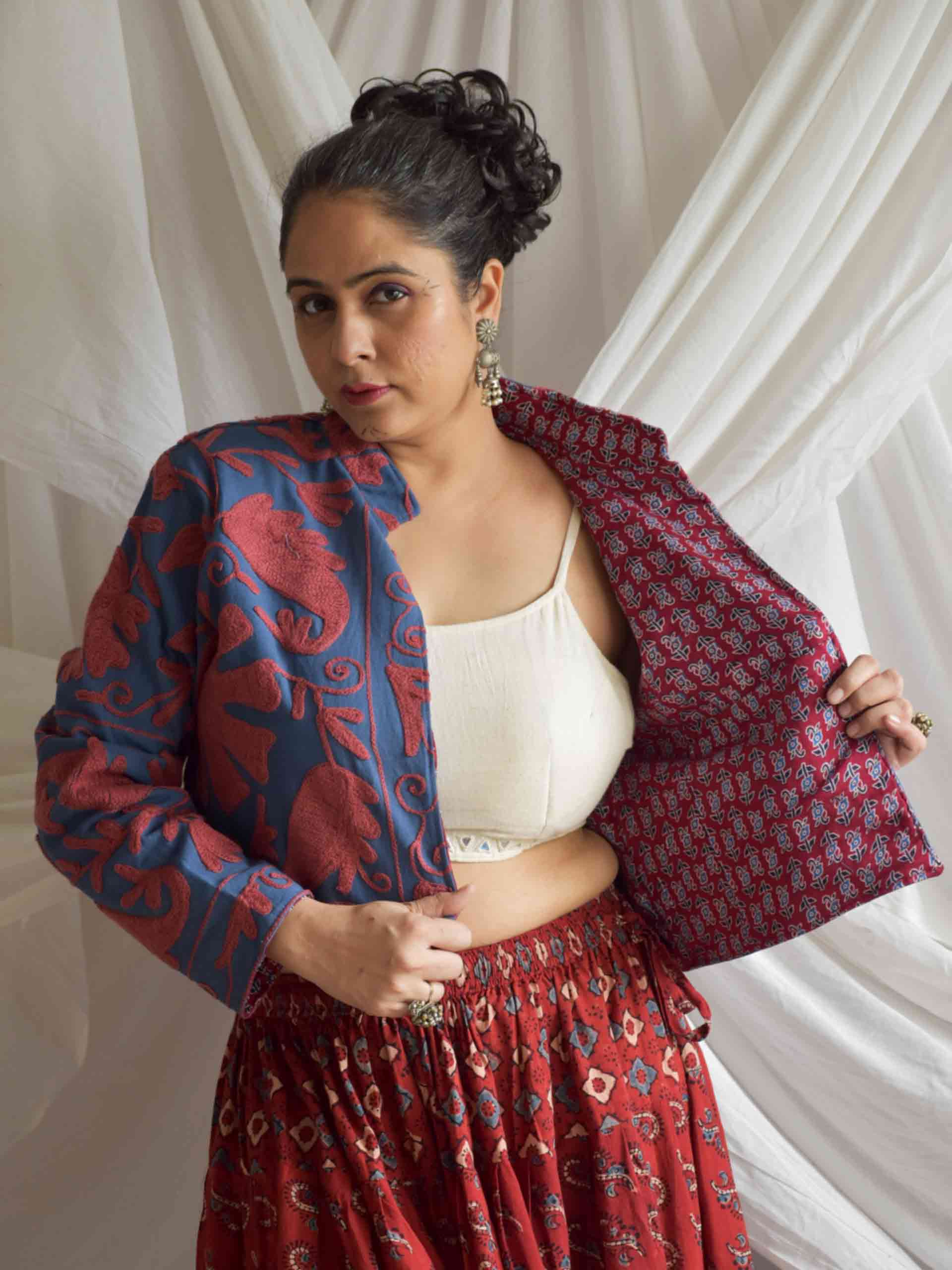 Kanya - hand embroidered patchwork Reversible jacket