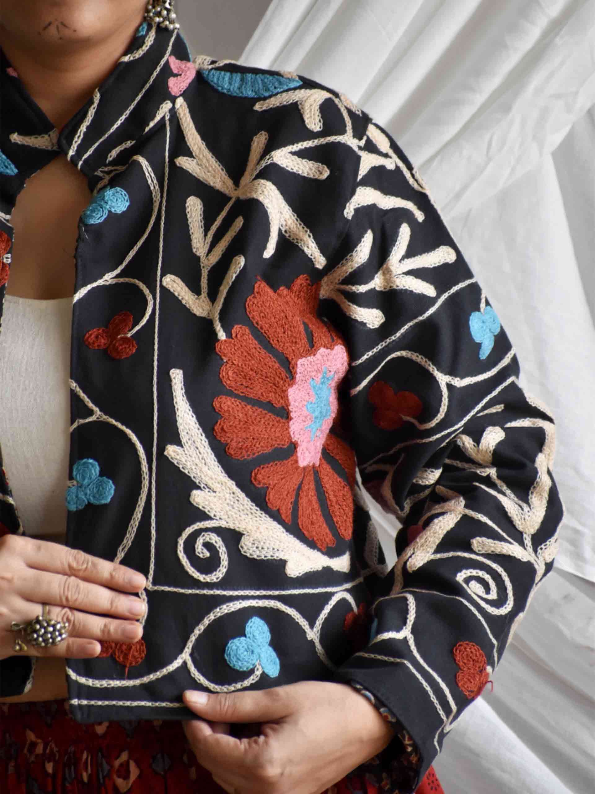 Kajrare naina - hand embroidered patchwork Reversible jacket