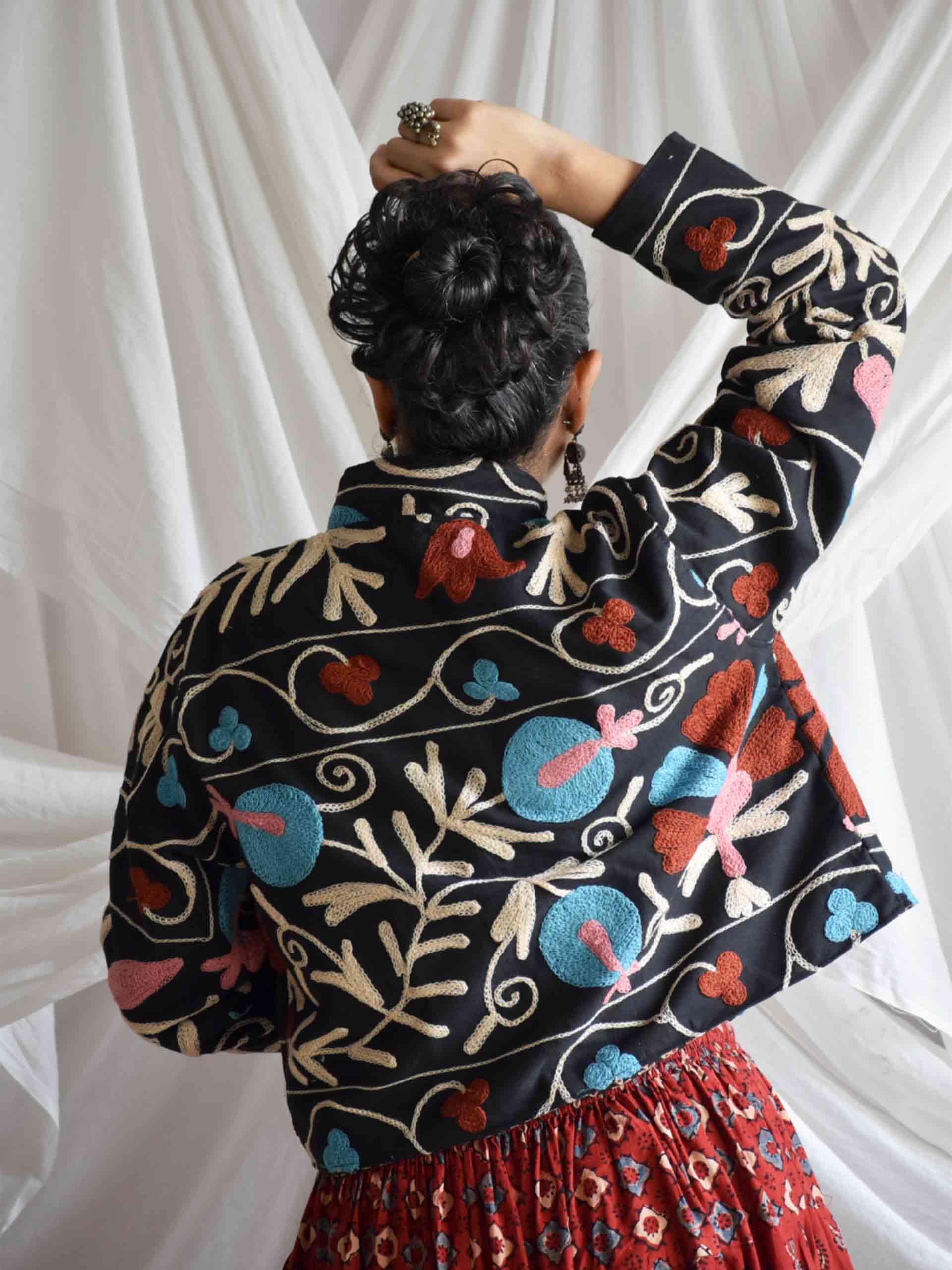 Kajrare naina - hand embroidered patchwork Reversible jacket