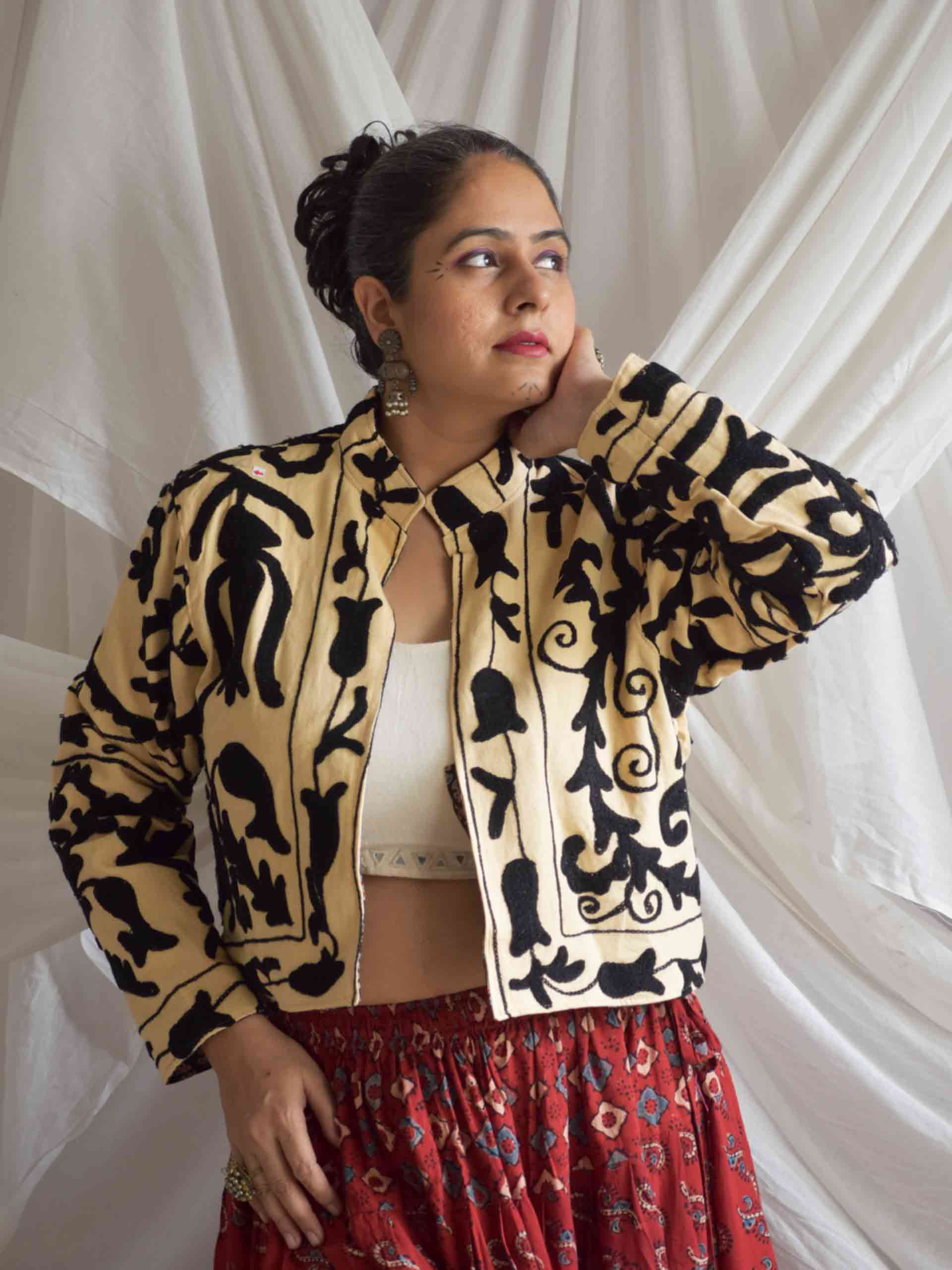 Chatpati - hand embroidered patchwork Reversible jacket