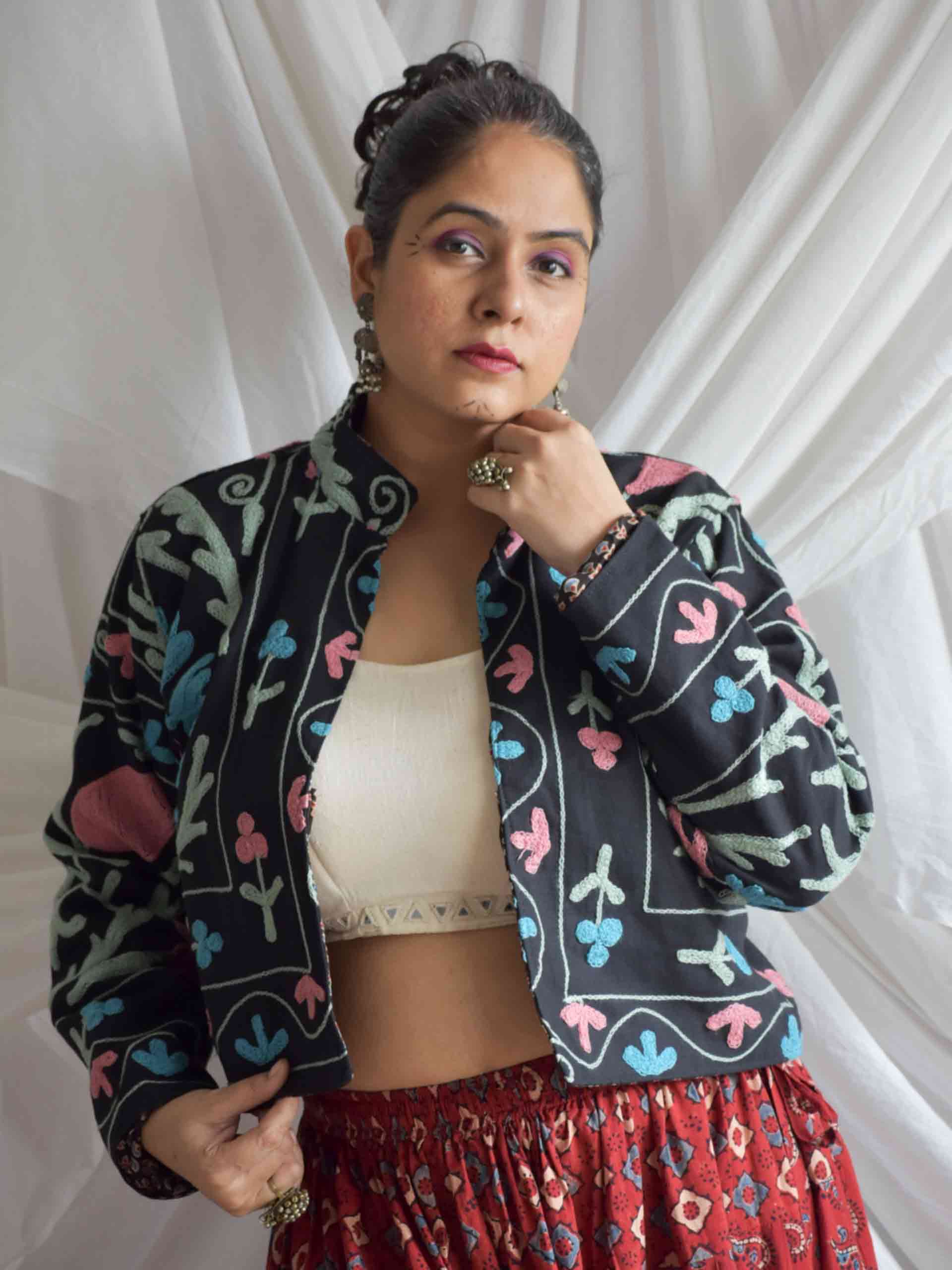 Badmashi - hand embroidered patchwork Reversible jacket
