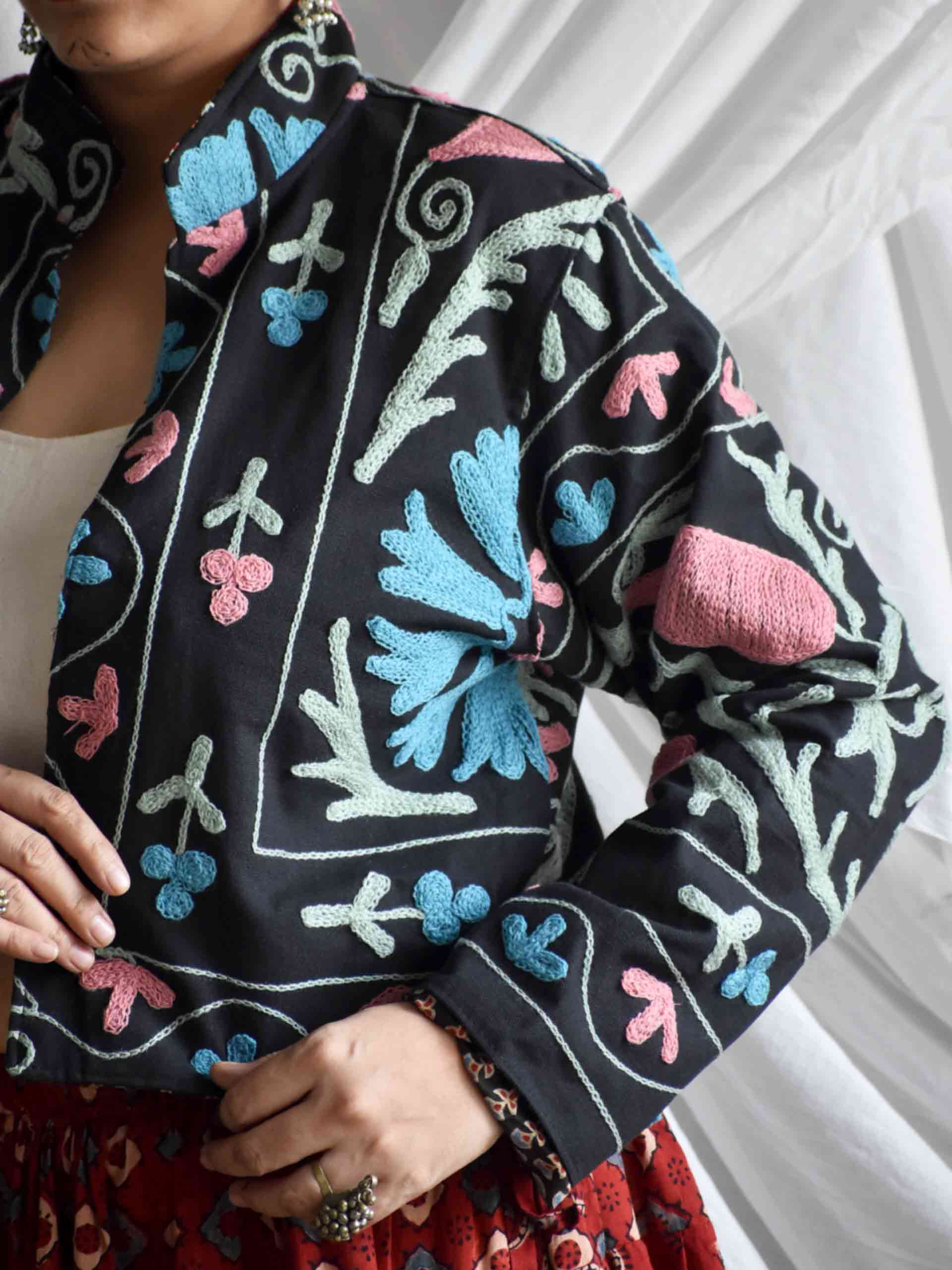 Badmashi - hand embroidered patchwork Reversible jacket