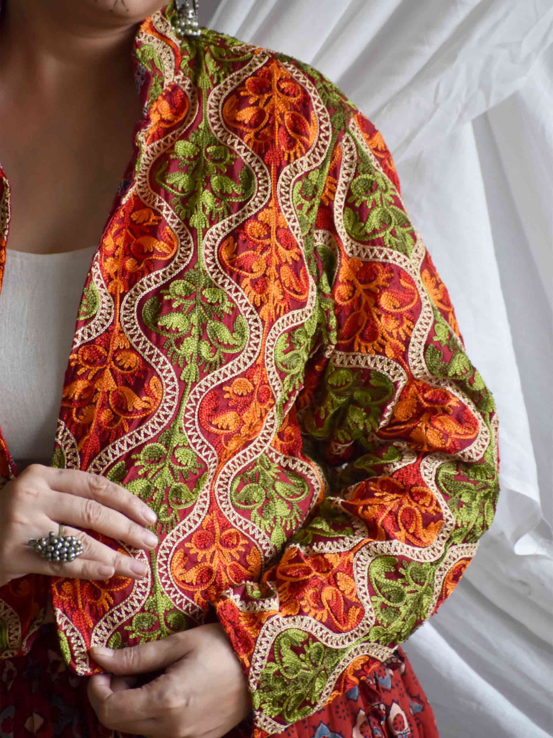 Manmohini - hand embroidered patchwork Reversible jacket