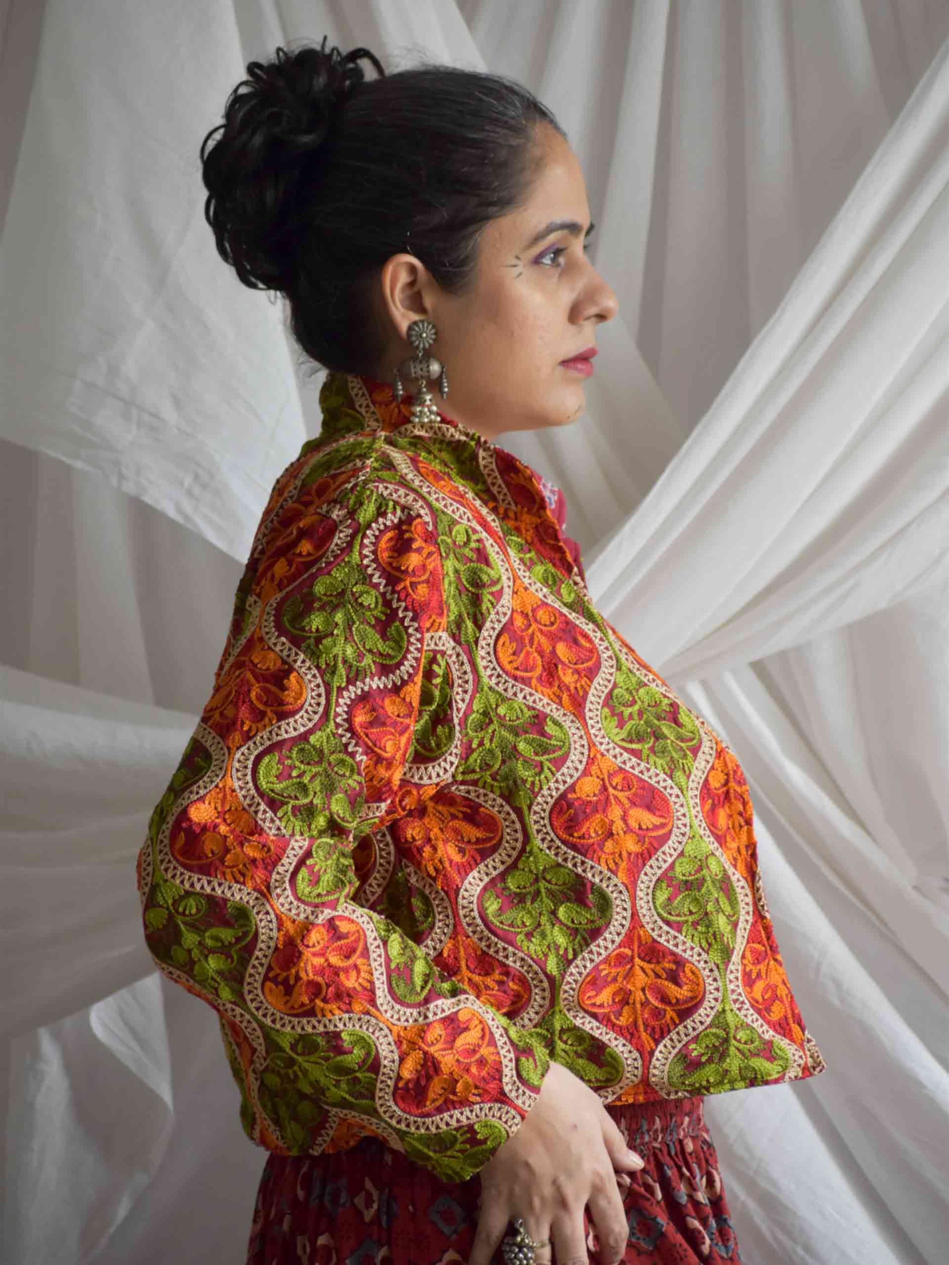 Manmohini - hand embroidered patchwork Reversible jacket
