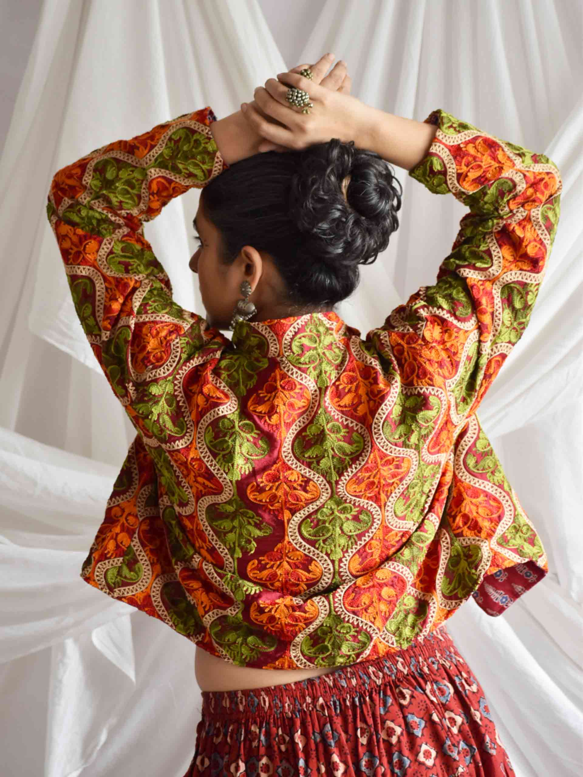 Manmohini - hand embroidered patchwork Reversible jacket