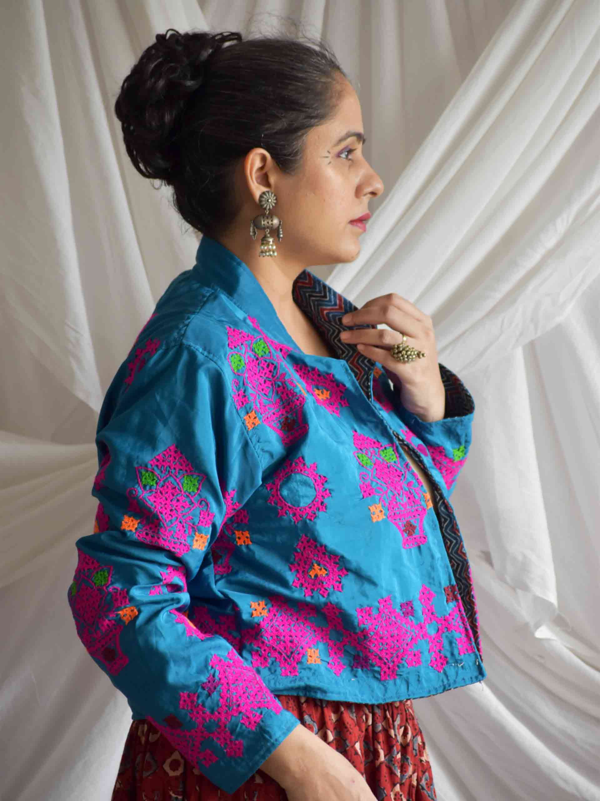 Azaad - hand embroidered patchwork Reversible jacket