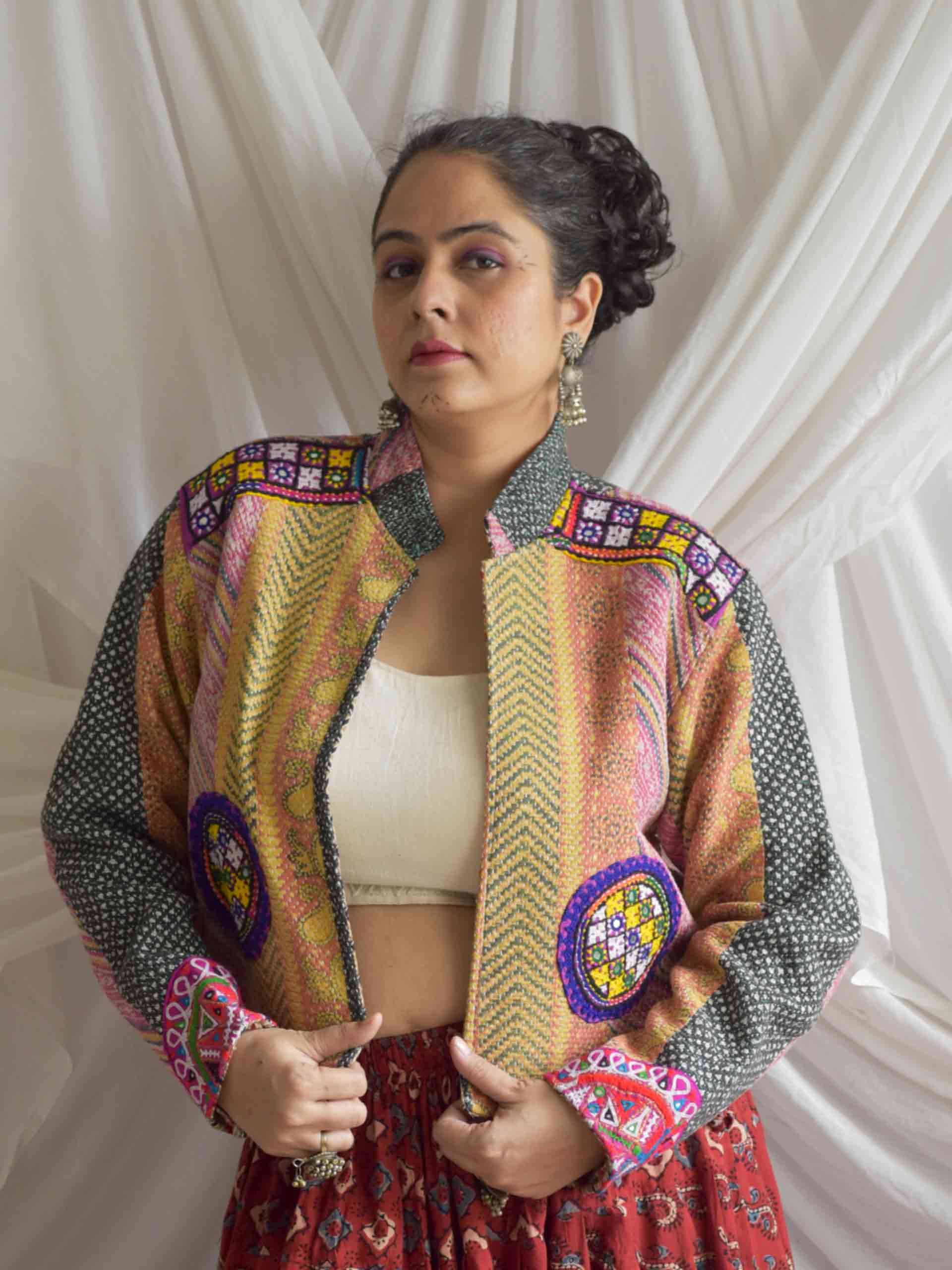 Masti khor - hand embroidered patchwork Reversible jacket