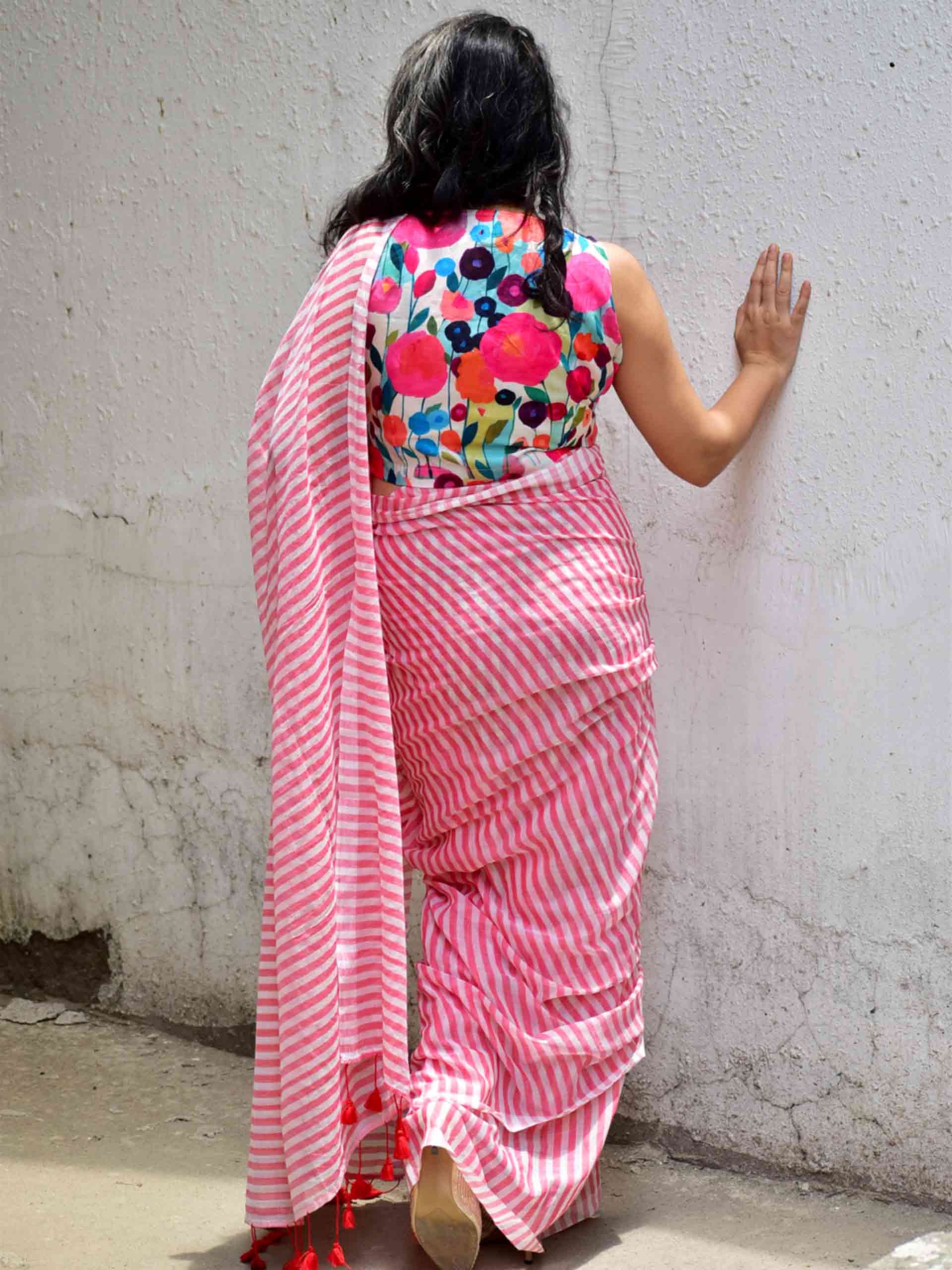 Lal rekha Mul cotton saree