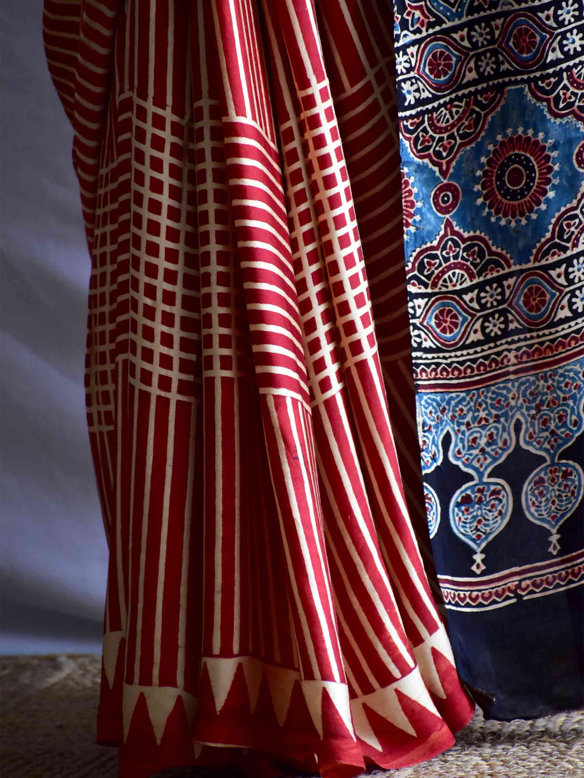 UD0066 - Ajrakh modal Silk Saree