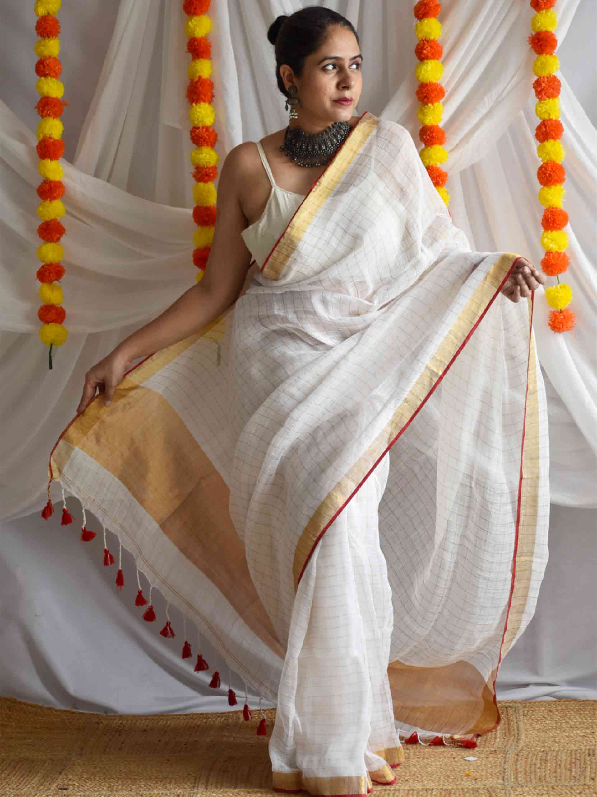 Durga - Linen zari Saree