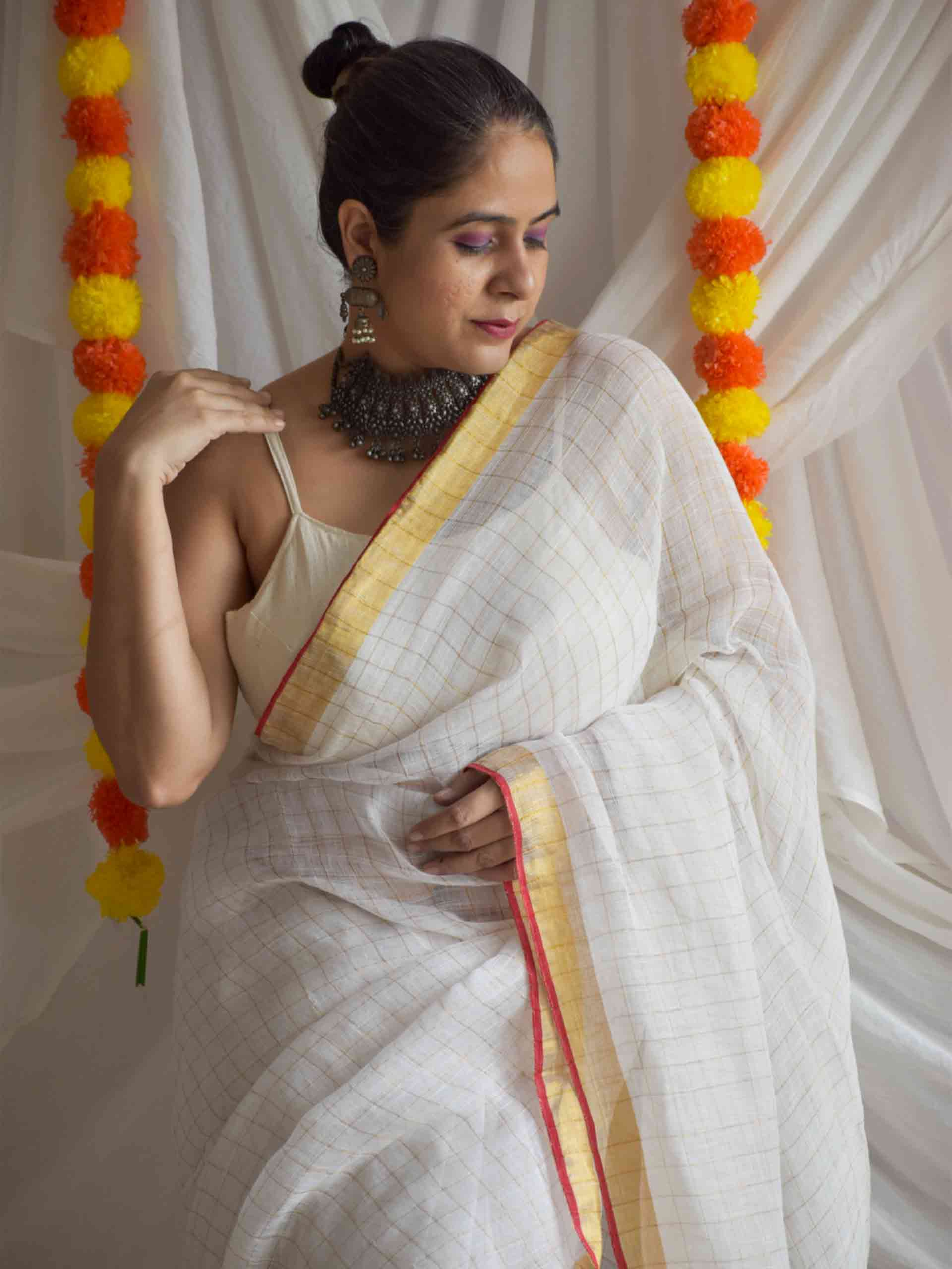 Durga - Linen zari Saree