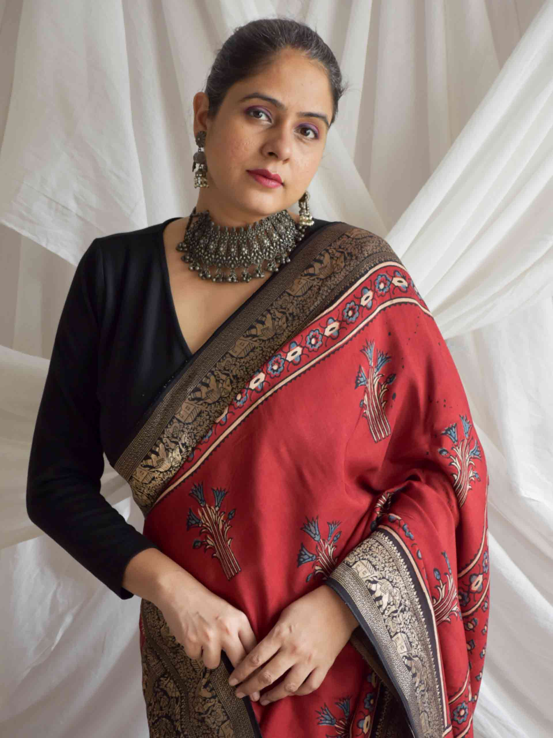 Maitri - Ajrakh  Dola silk zari pallu saree