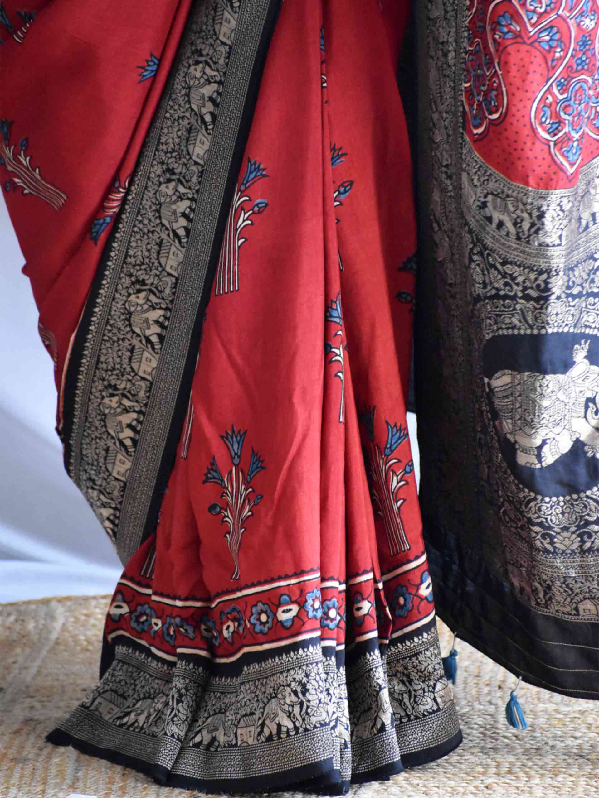 Maitri - Ajrakh  Dola silk zari pallu saree