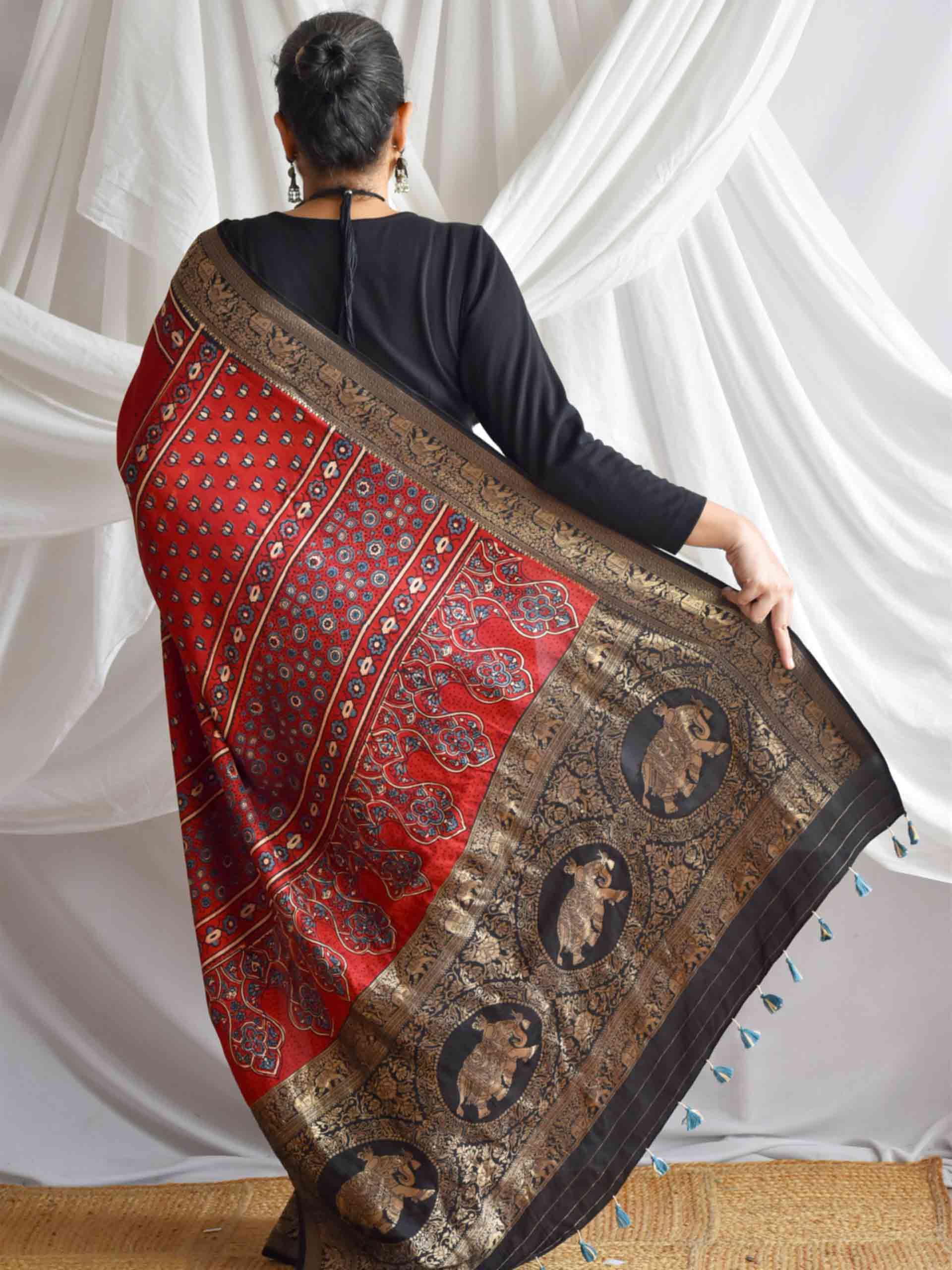 Maitri - Ajrakh  Dola silk zari pallu saree
